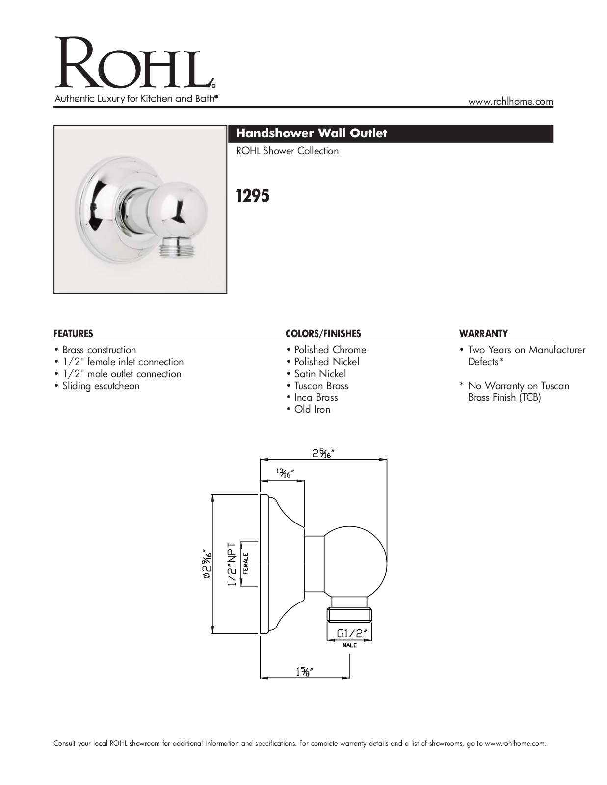 Rohl 1295TCB User Manual