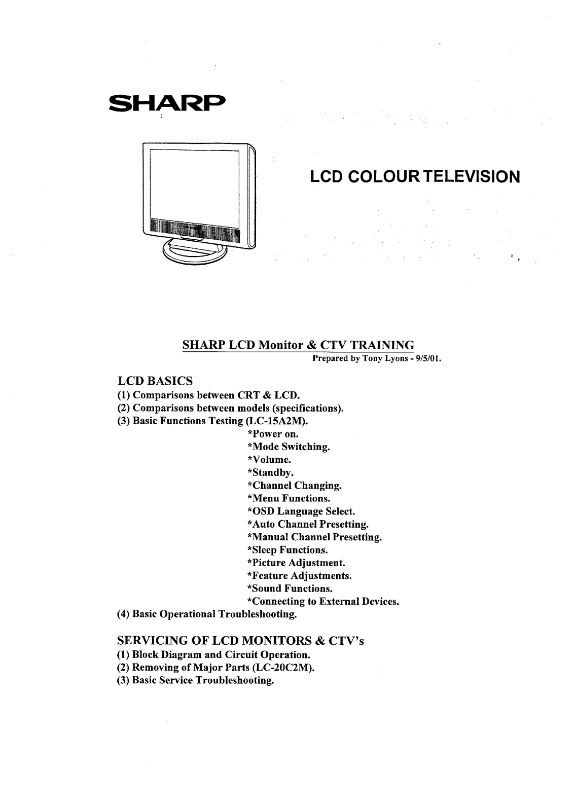 SHARP LC121M2E Service Manual