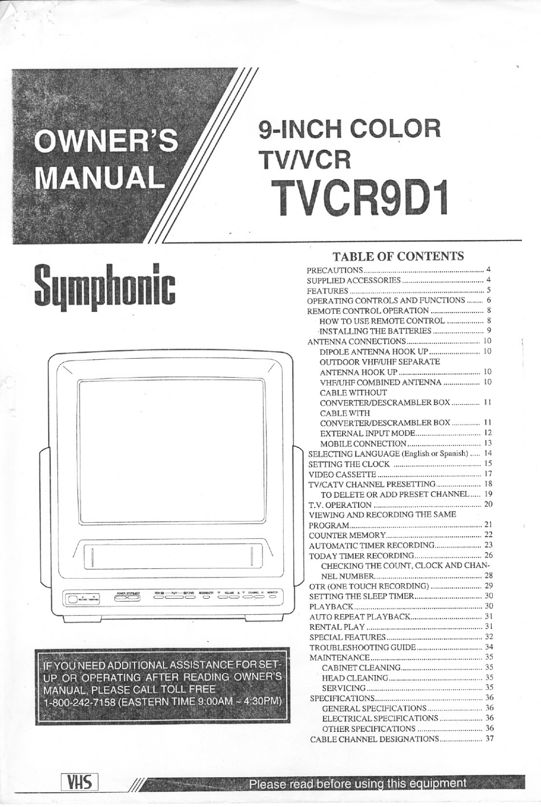 FUNAI TVCR9D1, TVCR9D1 User Manual