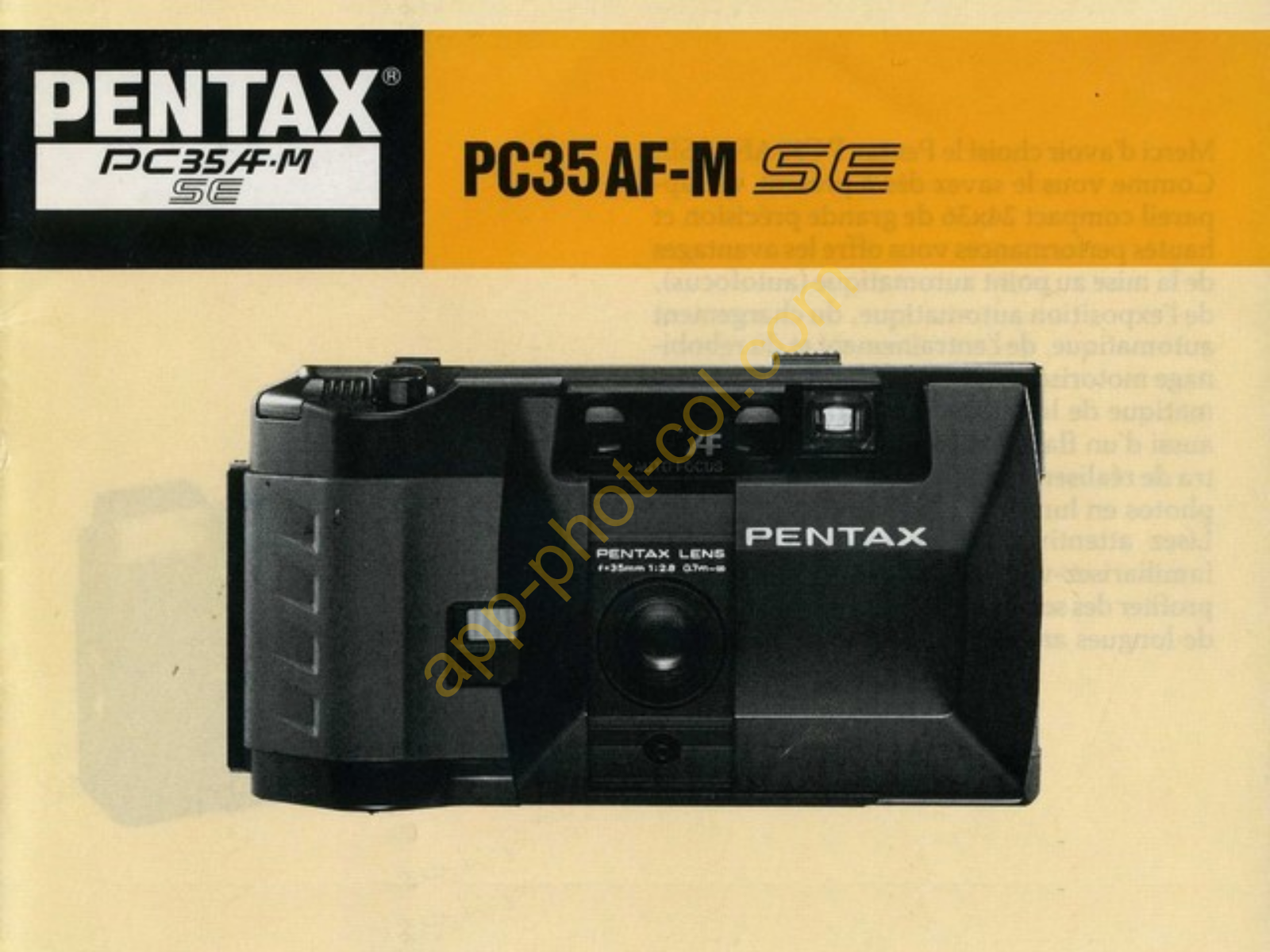 PENTAX PC-35 AF-M SE Manuel utilisateur