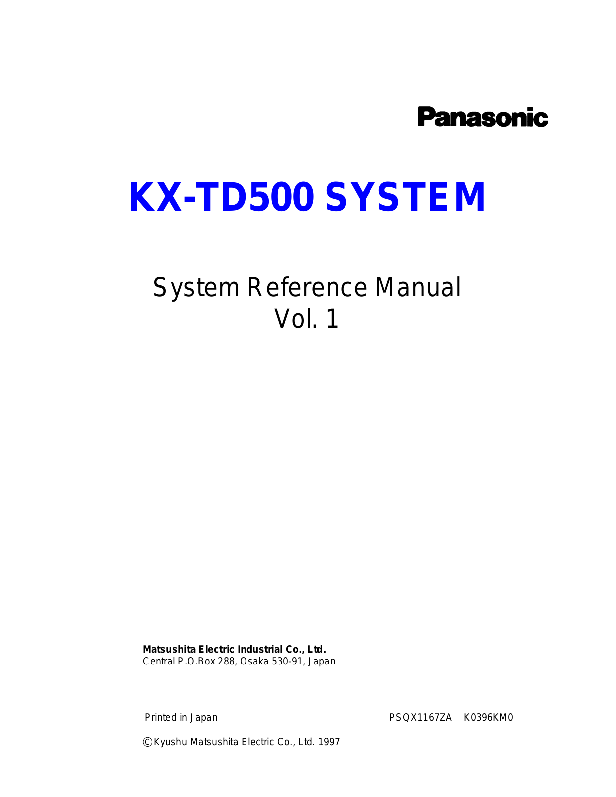 PANASONIC KX-td500 Service manual