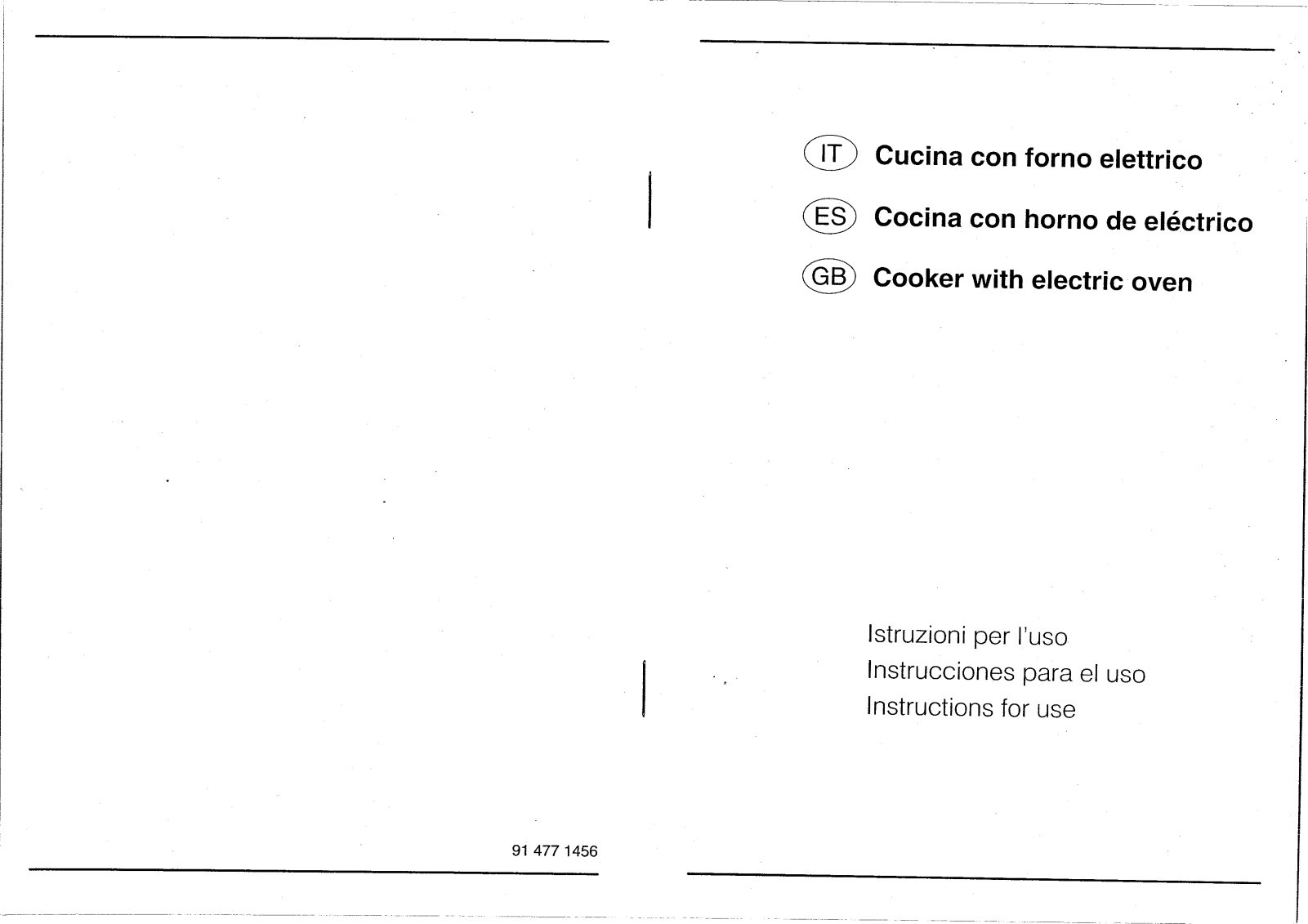 Smeg cooker with electric oven User Manual