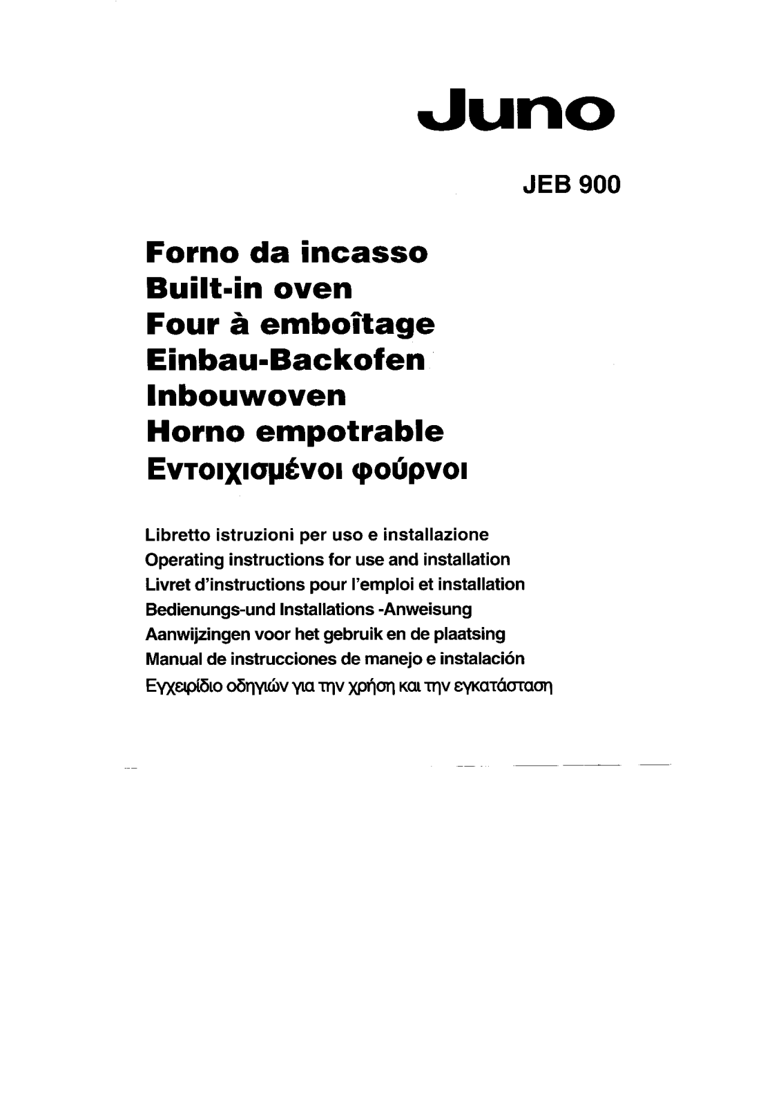 Juno JEB 900 User Manual