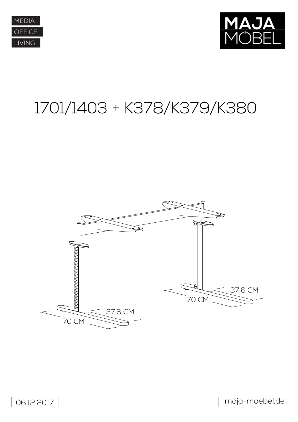 Maja 1701+K378, 1701+K379, 1701+K380, 1403+K378, 1403+K379 Assembly instructions