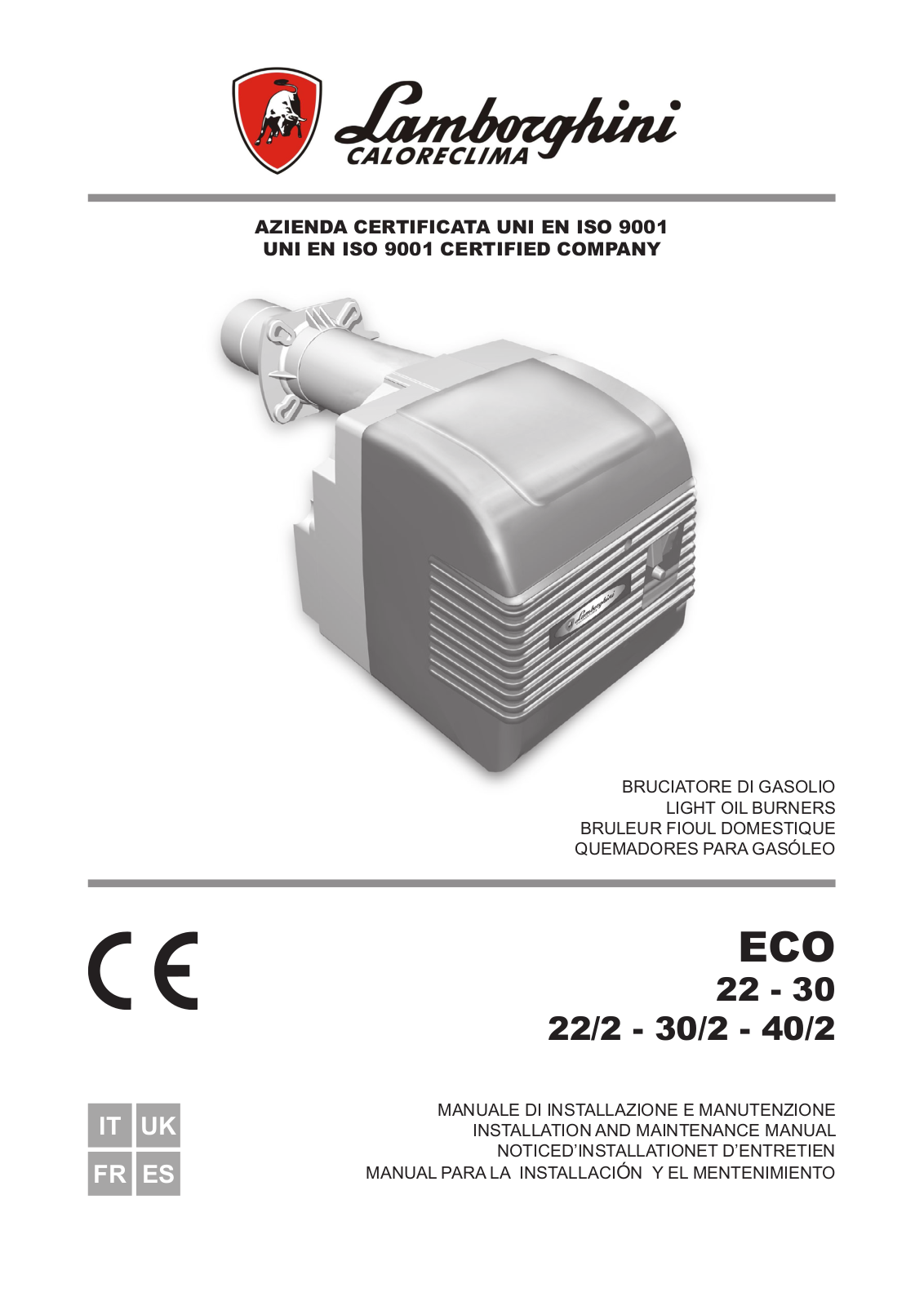 LAMBORGHINI ECO 22, ECO 30, ECO 22/2, ECO 30/2, ECO 40/2 Installation And Maintenance Manual