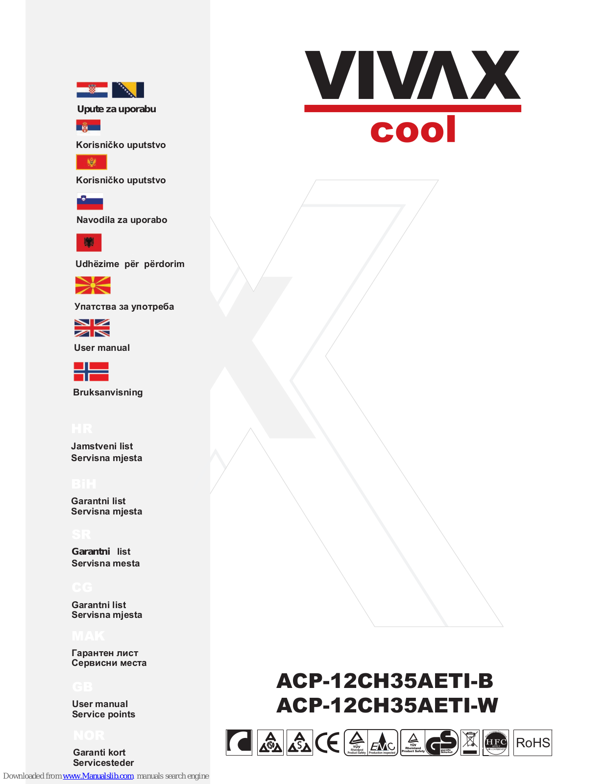 Vivax ACP-12CH35AETI-B, ACP-12CH35AETI-W User Manual