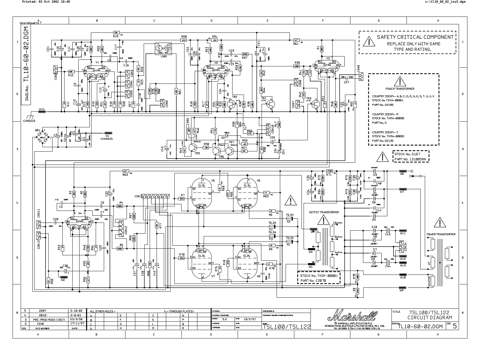 Marshall TSL100, TSL122 schematic