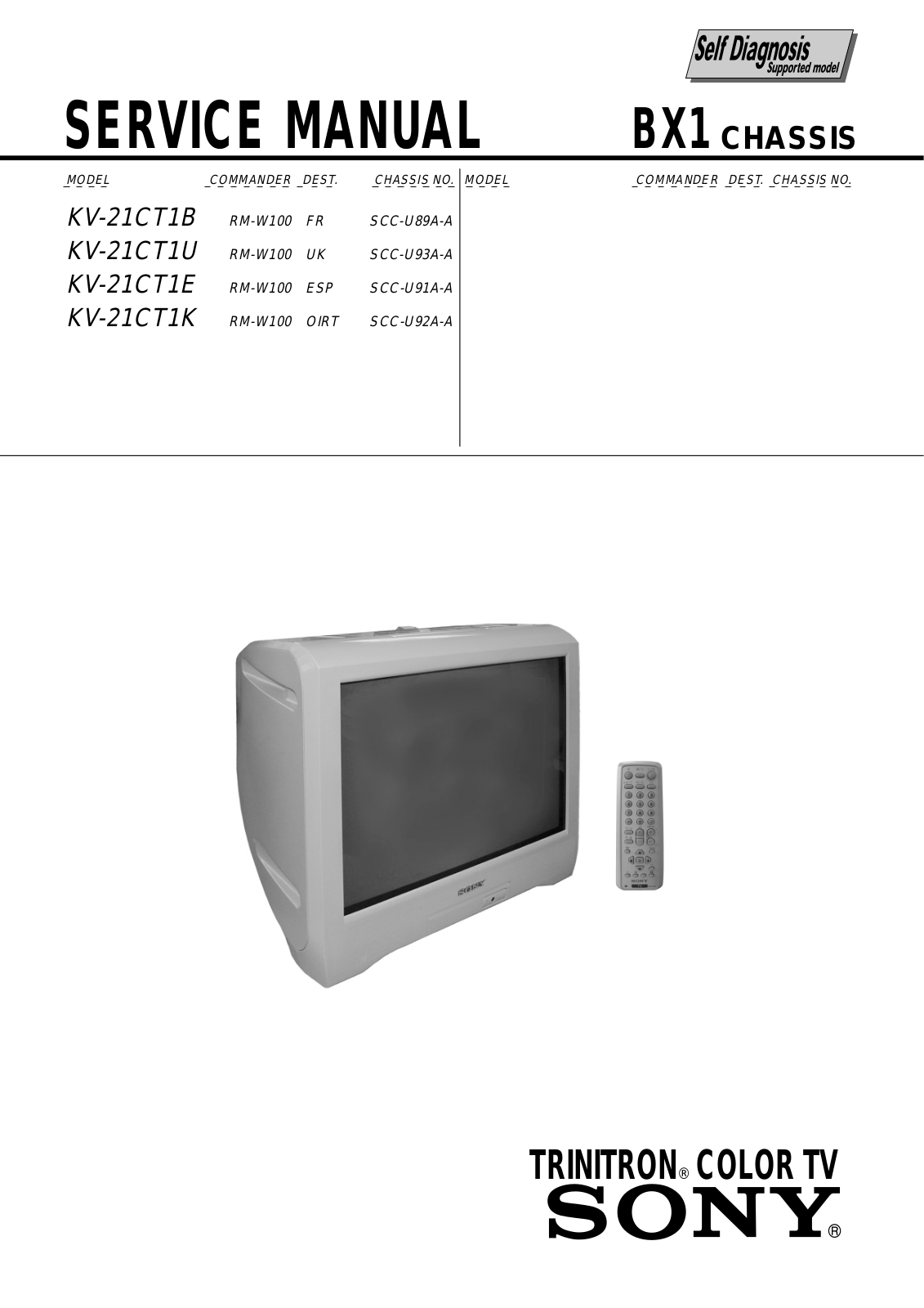 Sony KV21CT1 /B /U /E /K Schematic