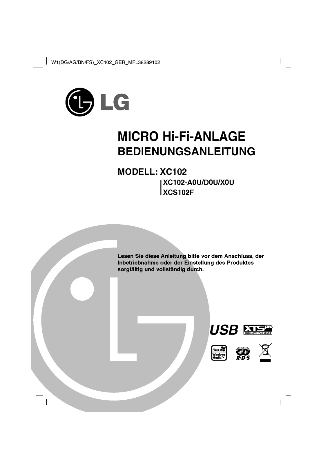 Lg XC102 User Manual