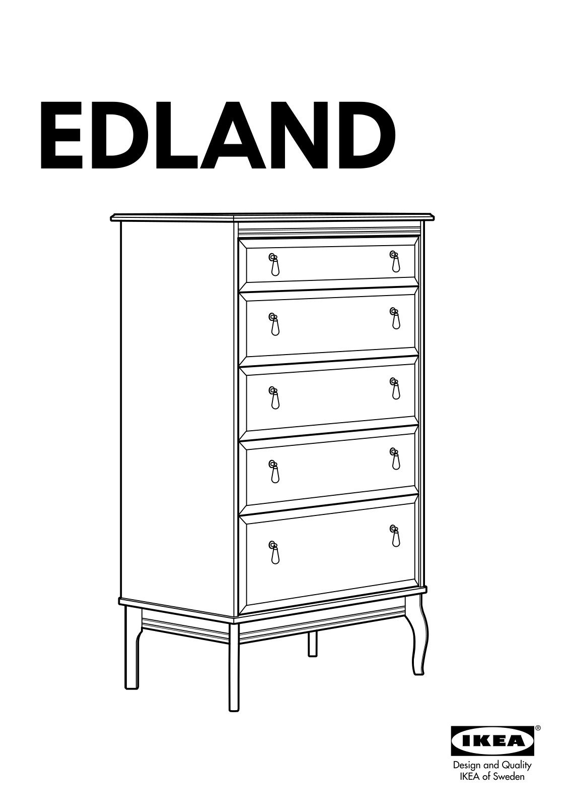 IKEA EDLAND CHEST W/ 5 DRAWERS User Manual