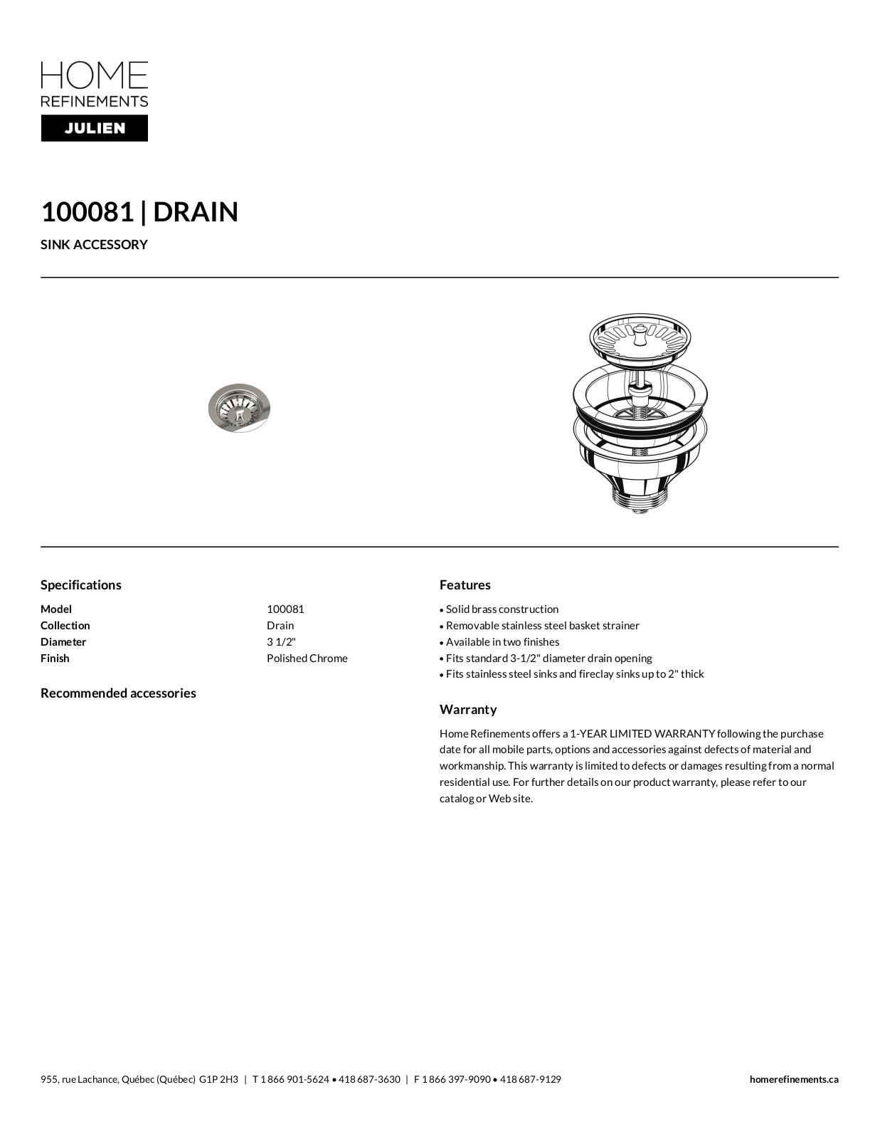 Julien 100081 Specifications - ManualMachine.com