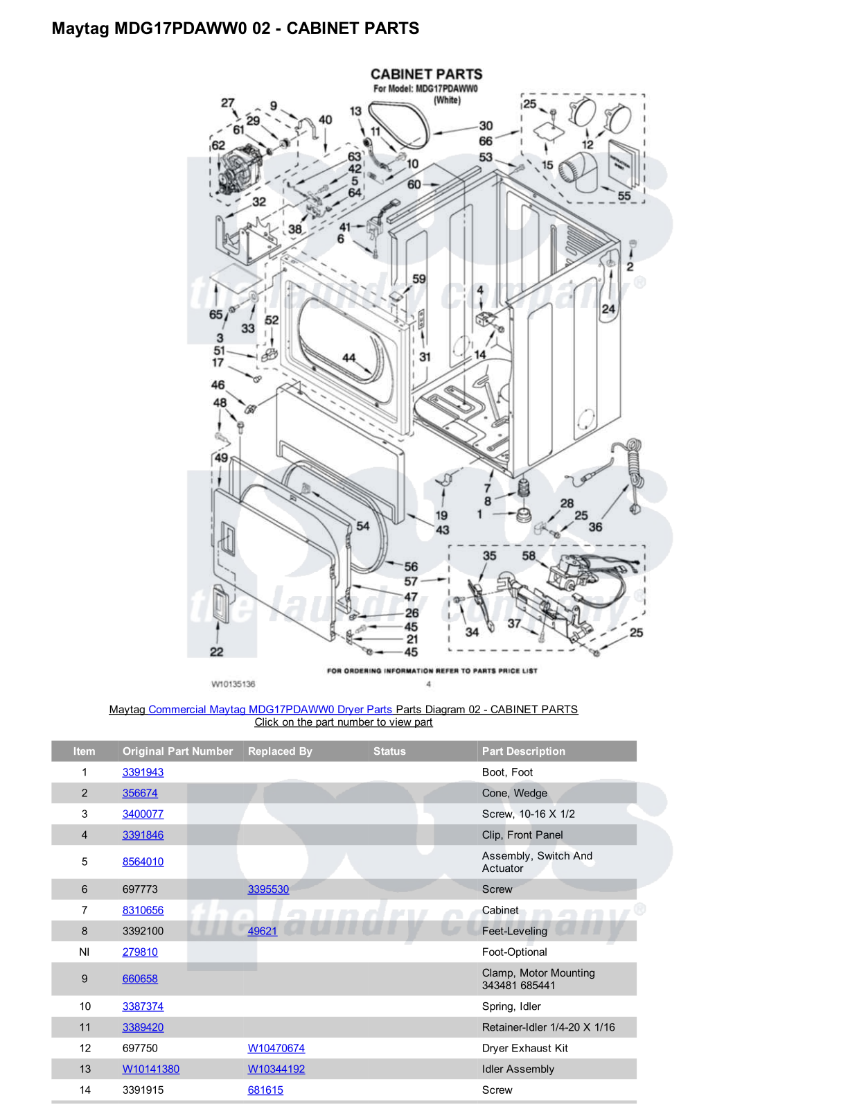 Maytag MDG17PDAWW0 Parts Diagram