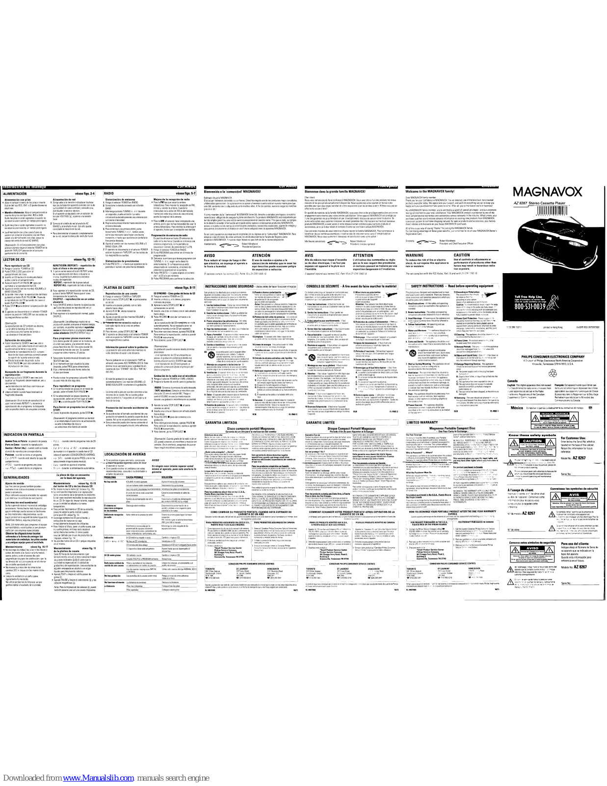 Magnavox AZ8267/00, AZ8267/05, AZ8267/17 Owner's Manual