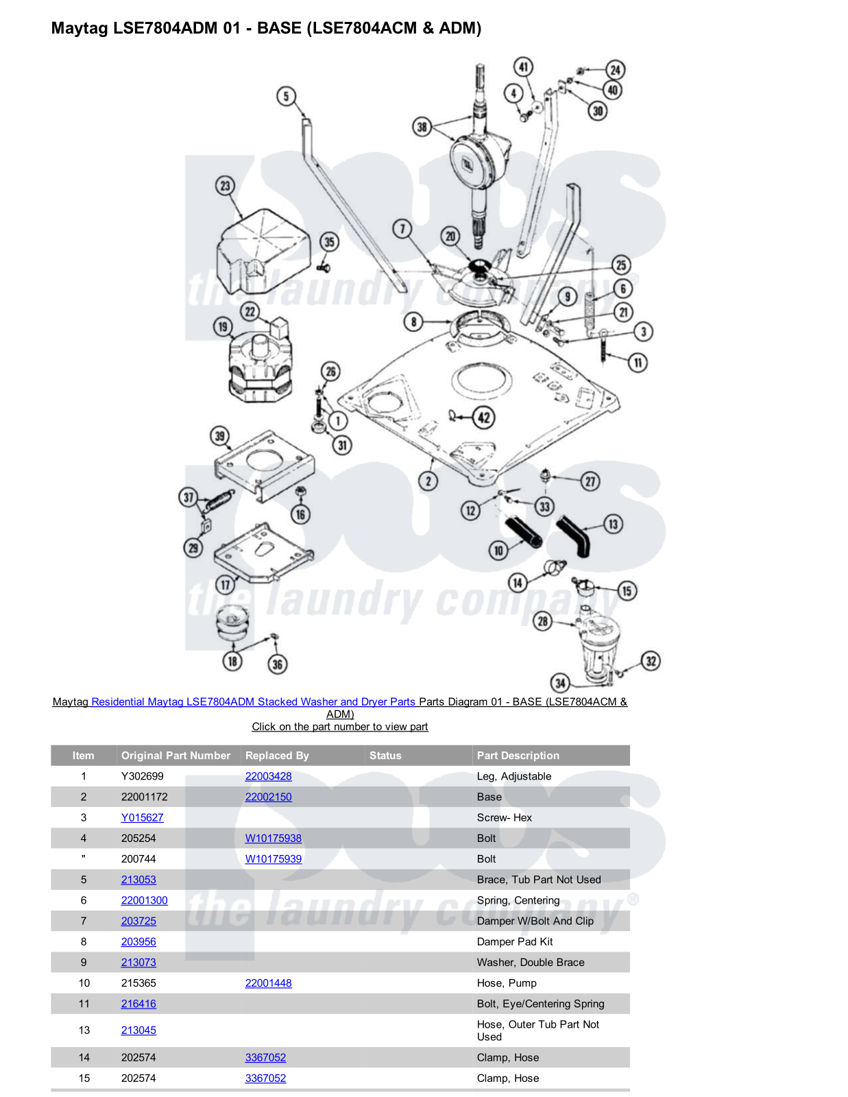 Maytag LSE7804ADM Stacked and Parts Diagram