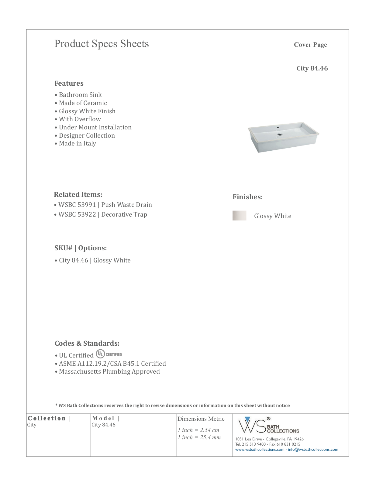 WS Bath Collections WSO3435 Specifications - ManualMachine.com