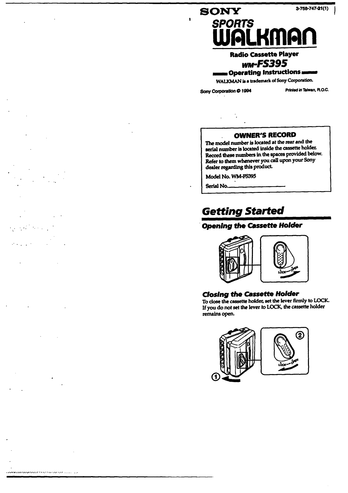 Sony WM-FS395 User Manual