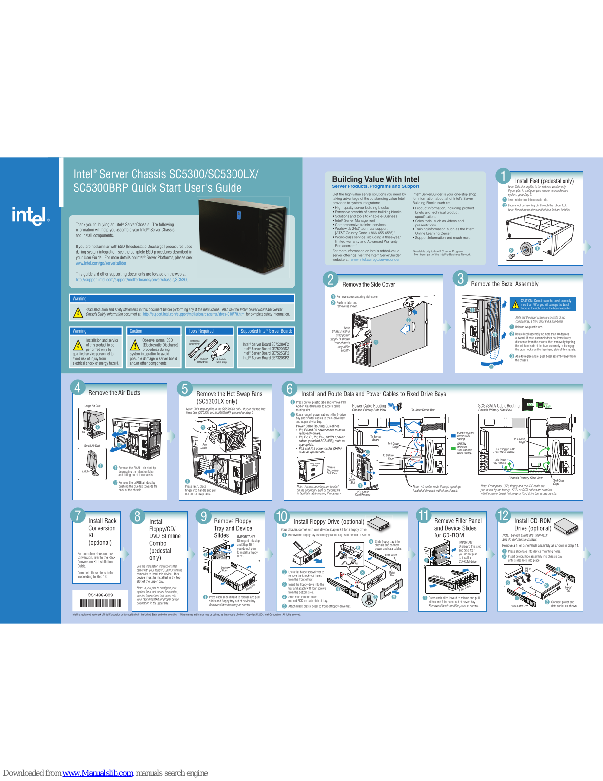 Intel SE7520BD2V - Server Chassis - SC5300BRP, SC5300, SC5300LX, SC5300BRP Quick Start Manual