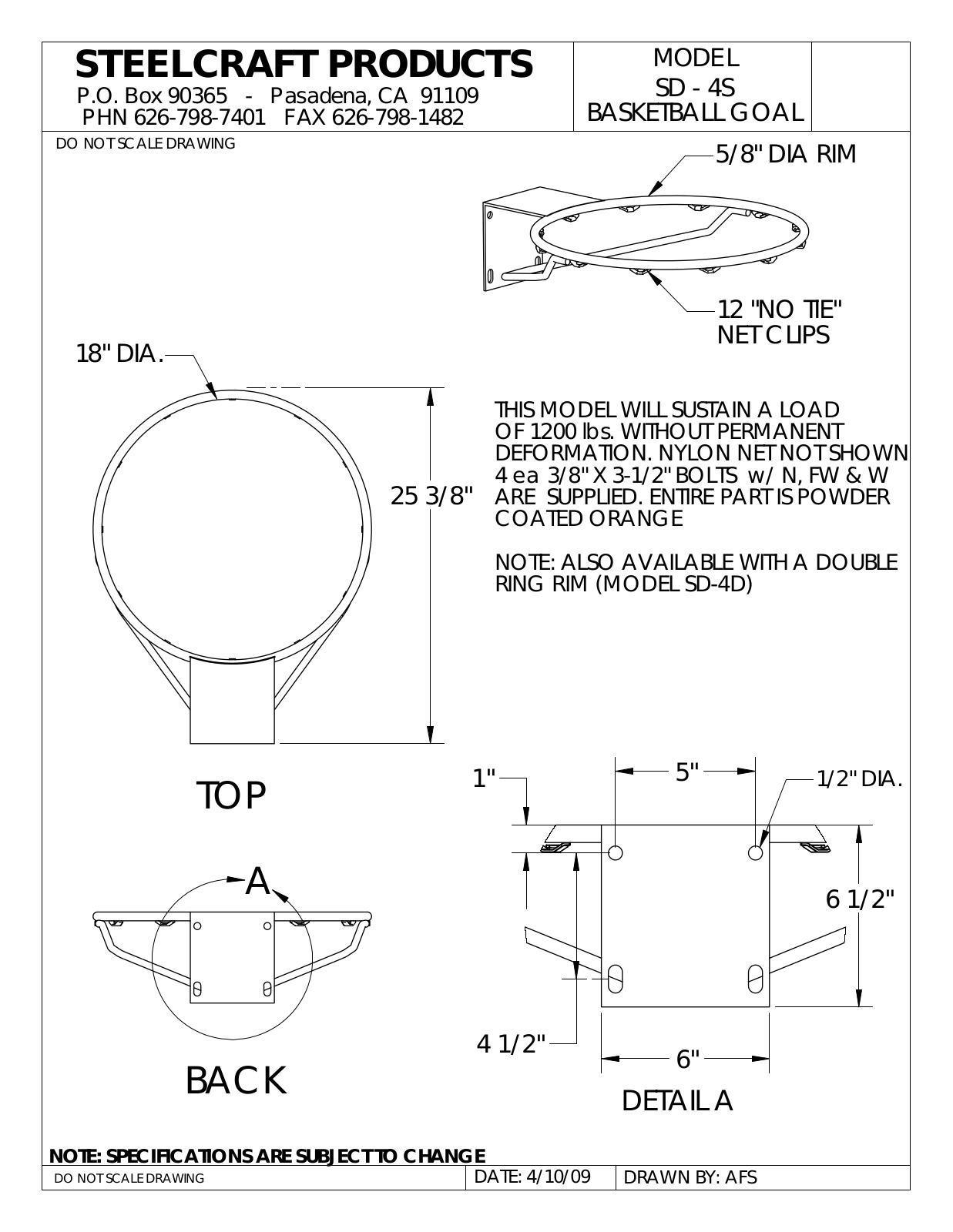 LA STEELCRAFT SD-4S User Manual