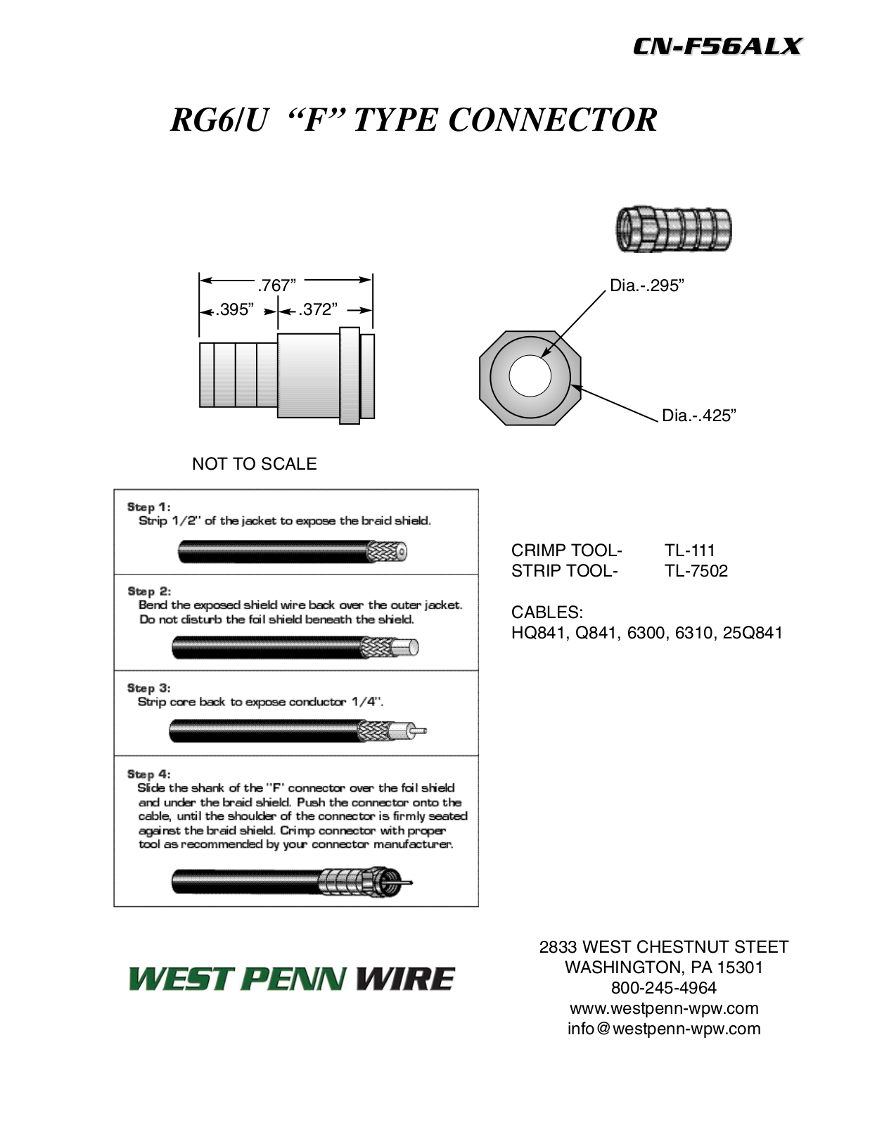 West Penn CN-F56ALX Specsheet