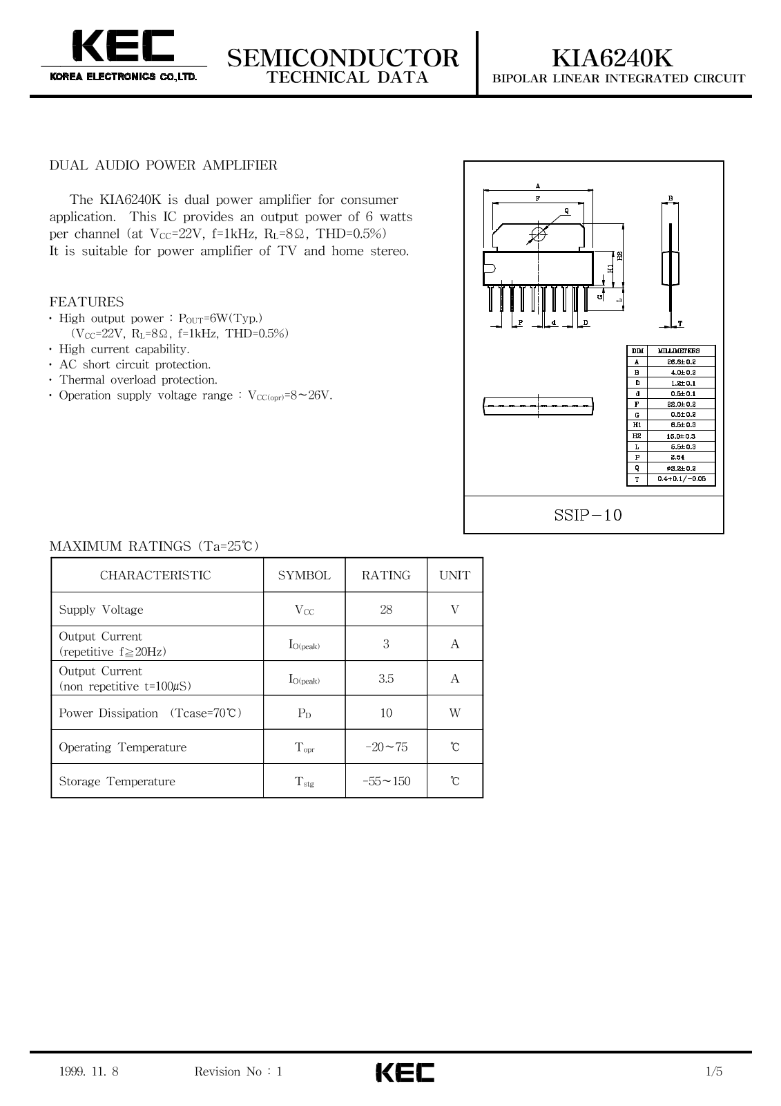 KEC KIA6240K Datasheet