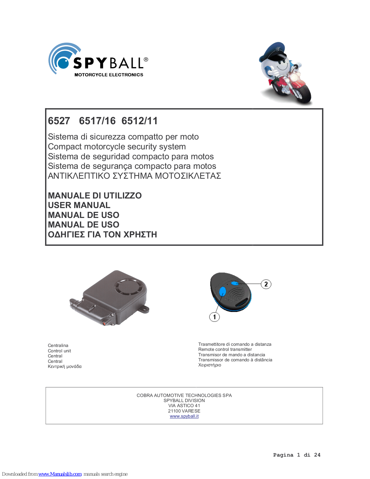 Cobra SpyBall 6527, SpyBall 6516, SpyBall 6512, SpyBall 6517, SpyBall 6511 User Manual