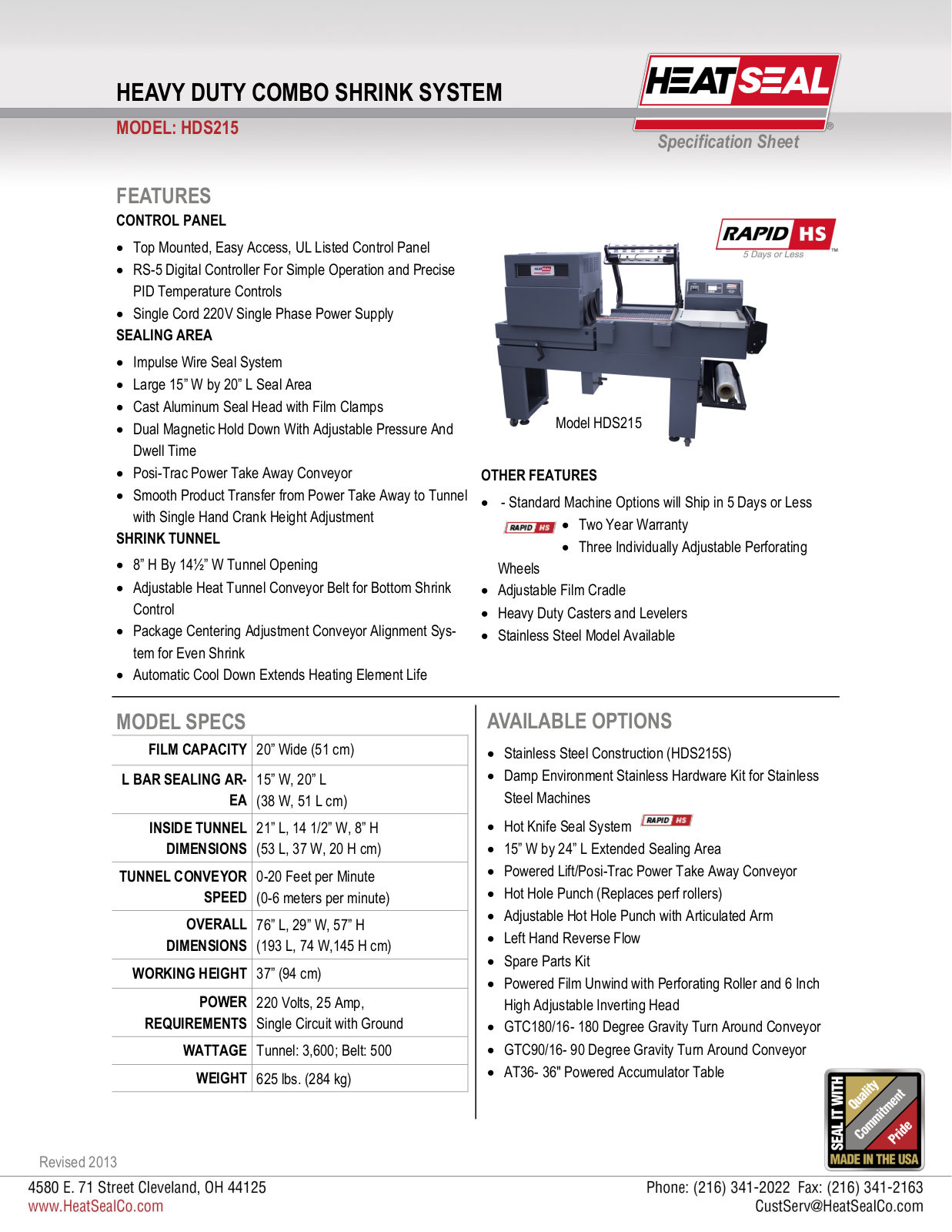 Heat Seal HDS215 User Manual