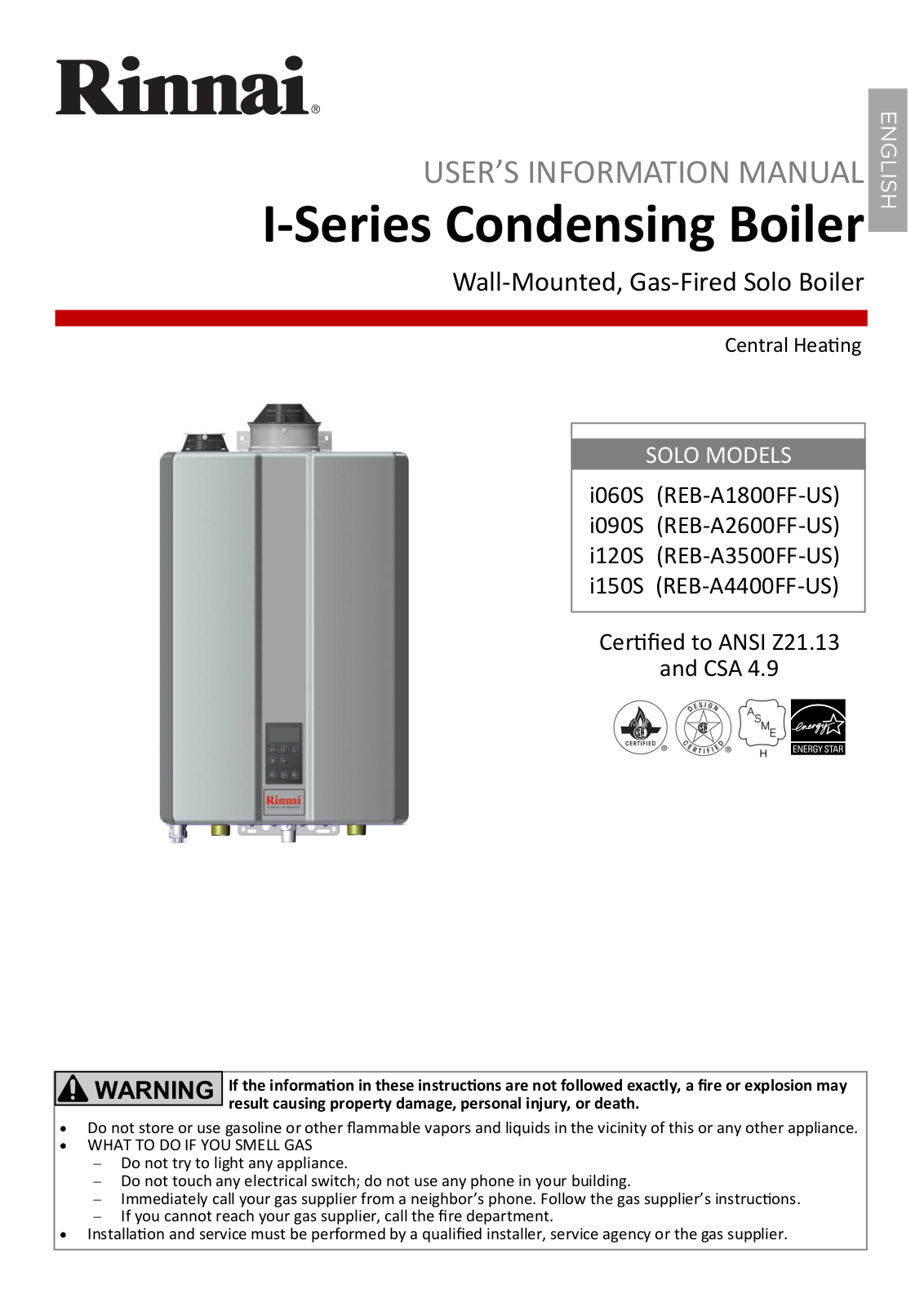 Rinnai Water Heater i060SN Service Manual