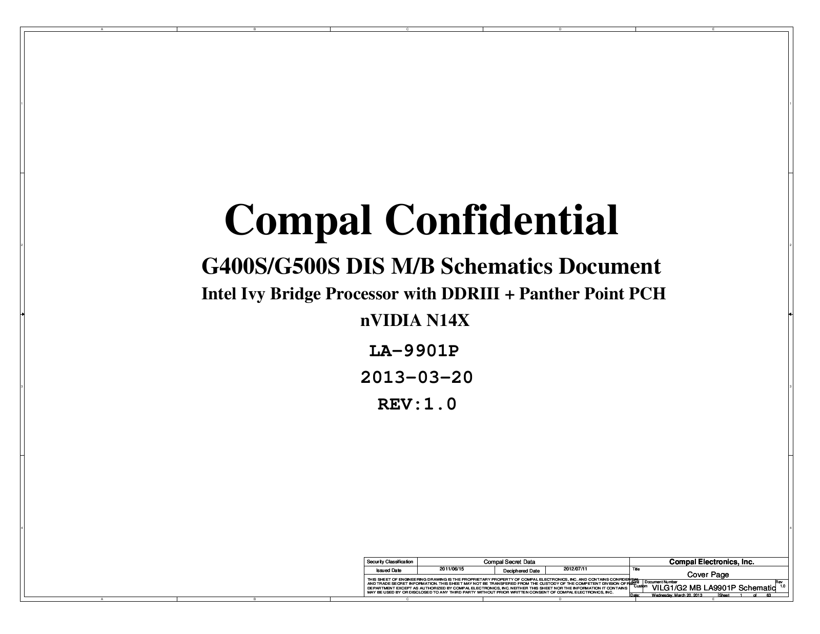 Compal G400s, G500s Schematics