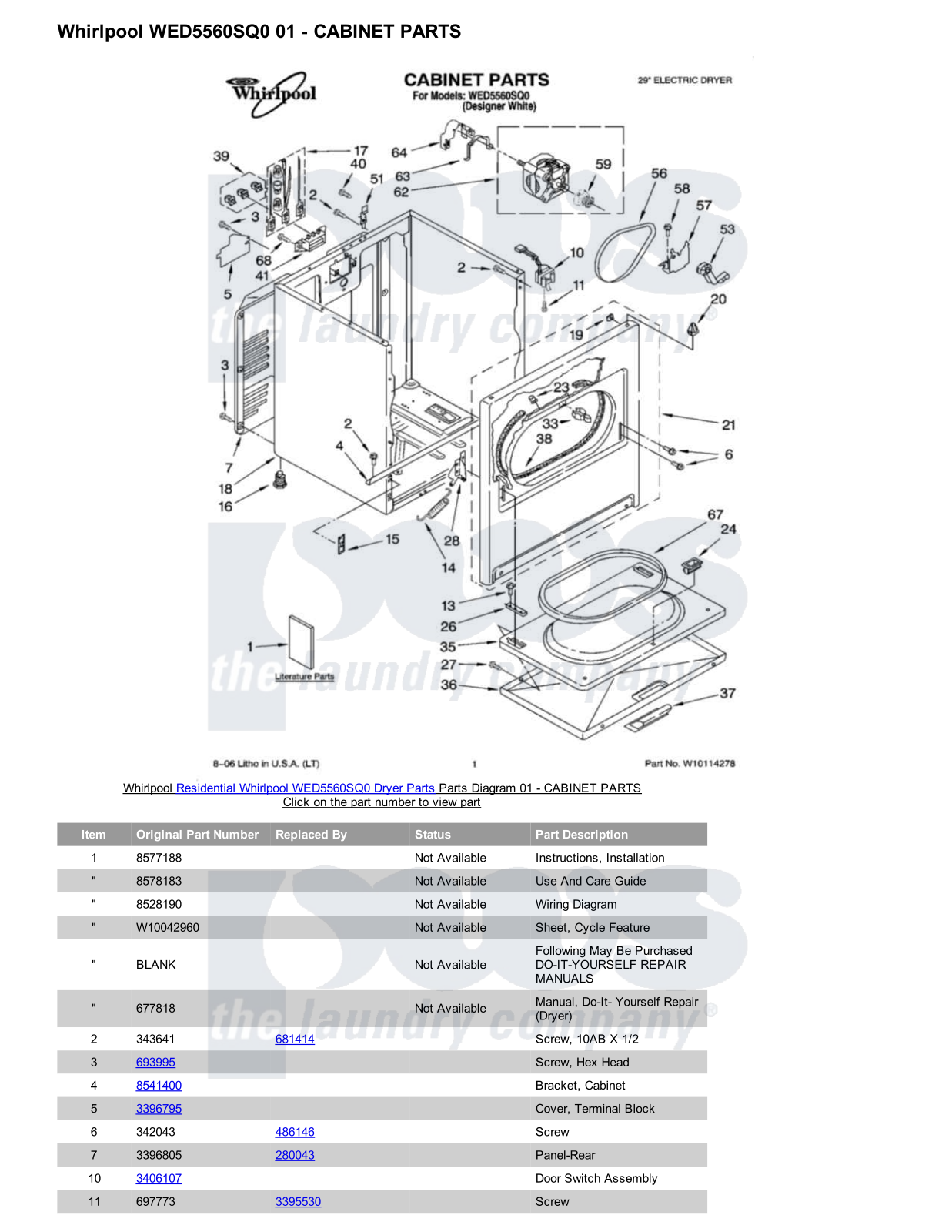 Whirlpool WED5560SQ0 Parts Diagram