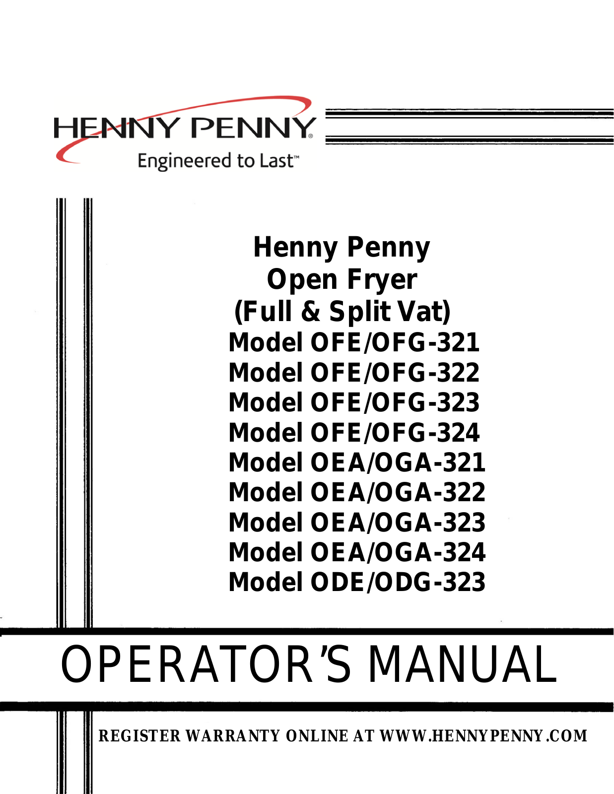 Henny Penny OEA-324, OGA-324 User Manual