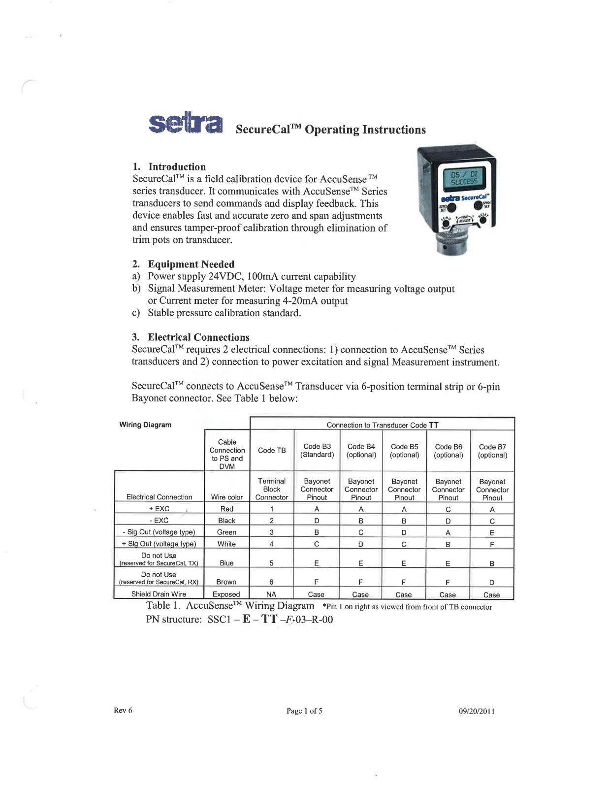 Setra SecureCal Operating Manual