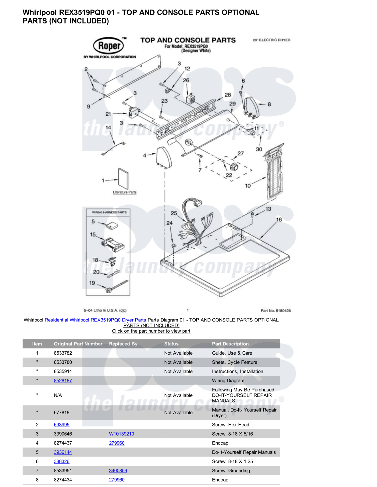 Whirlpool REX3519PQ0 Parts Diagram