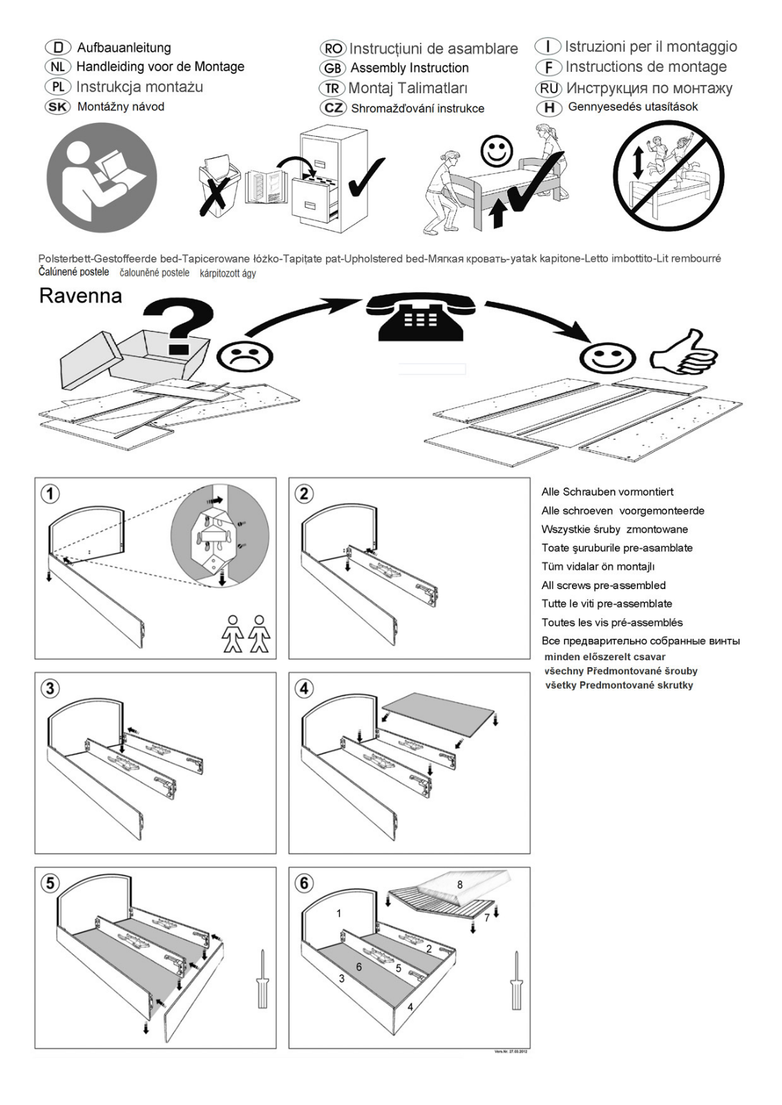 Westfalia Schlafkomfort Ravenna Assembly instructions