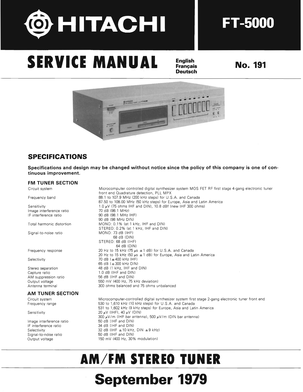 Hitachi FT-5000 Service Manual