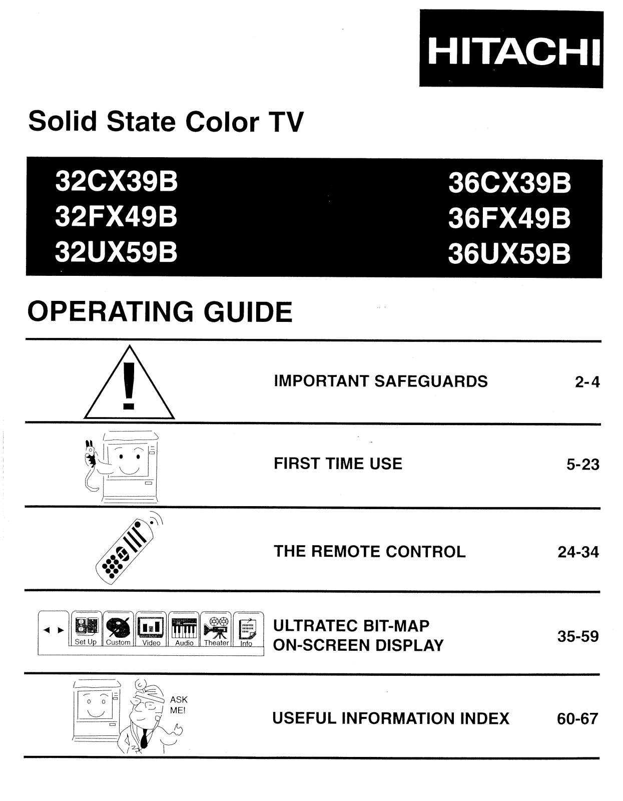 Hitachi 32FX49B, 36CX39B, 36FX49B, 36UX59B Operating Instruction