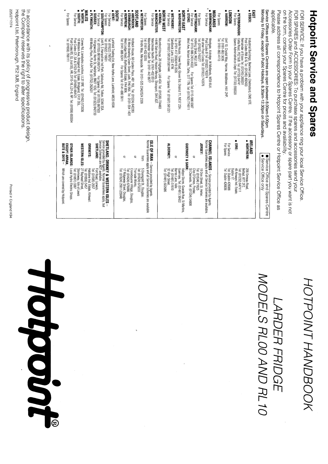 Hotpoint-Ariston HBRL00 User Manual