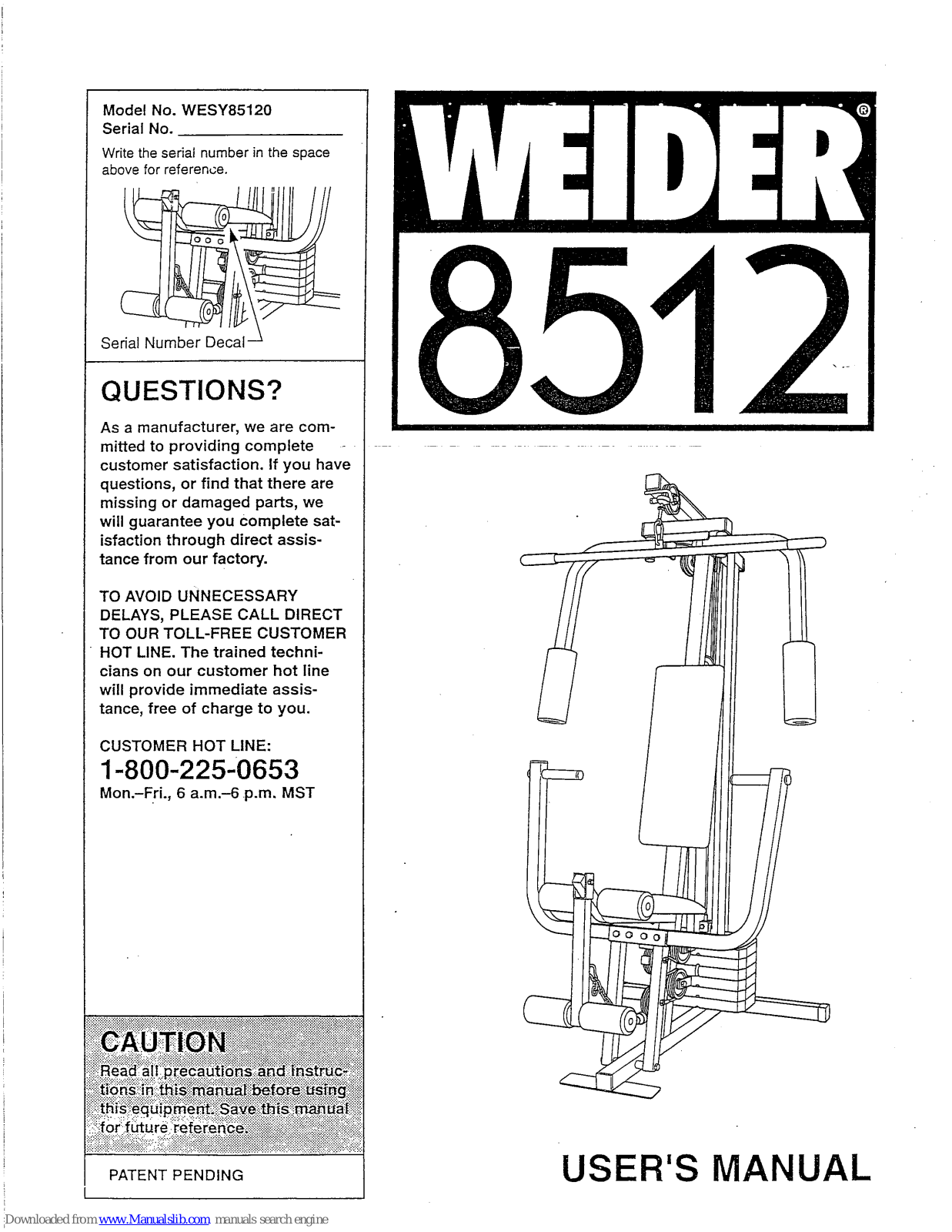 Weider WESY85120 User Manual