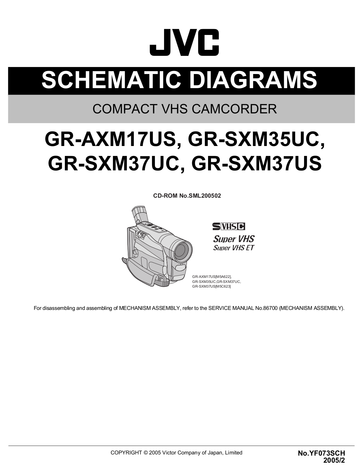 JVC GR-AXM17US, GR-SXM35UC, GR-SXM37UC, GR-SXM37US Schematics