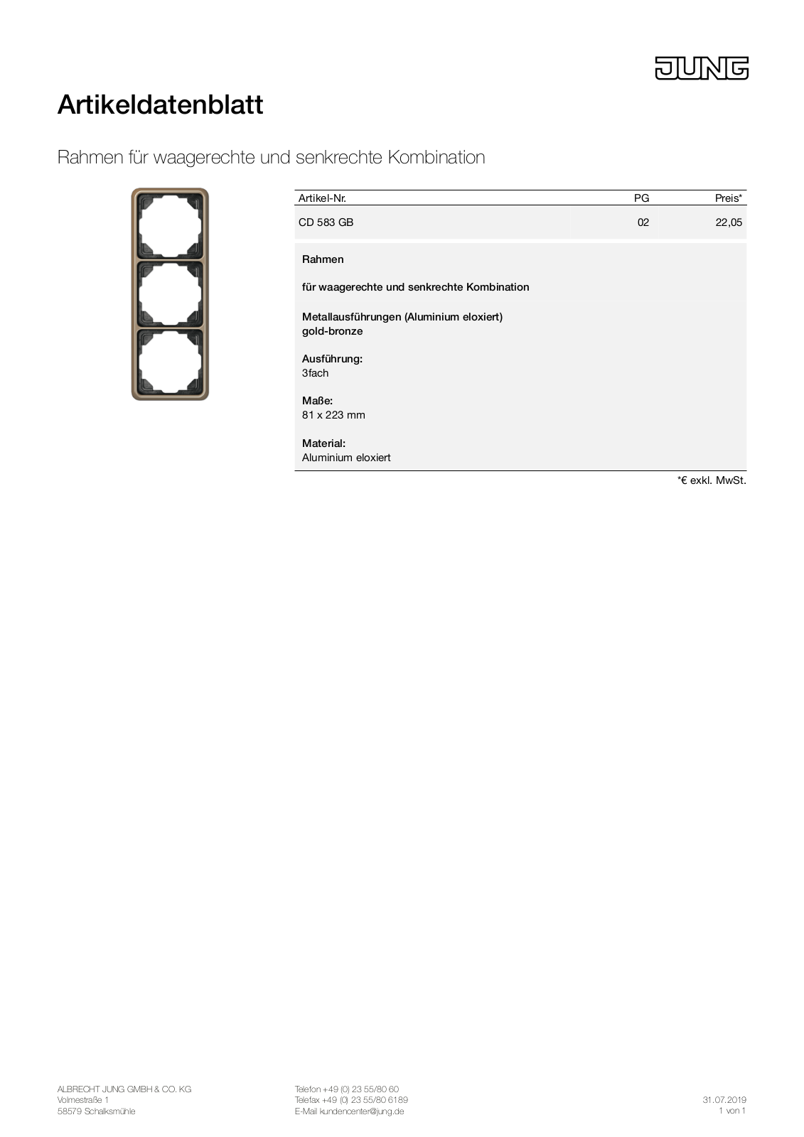 Jung CD 583 GB User Manual