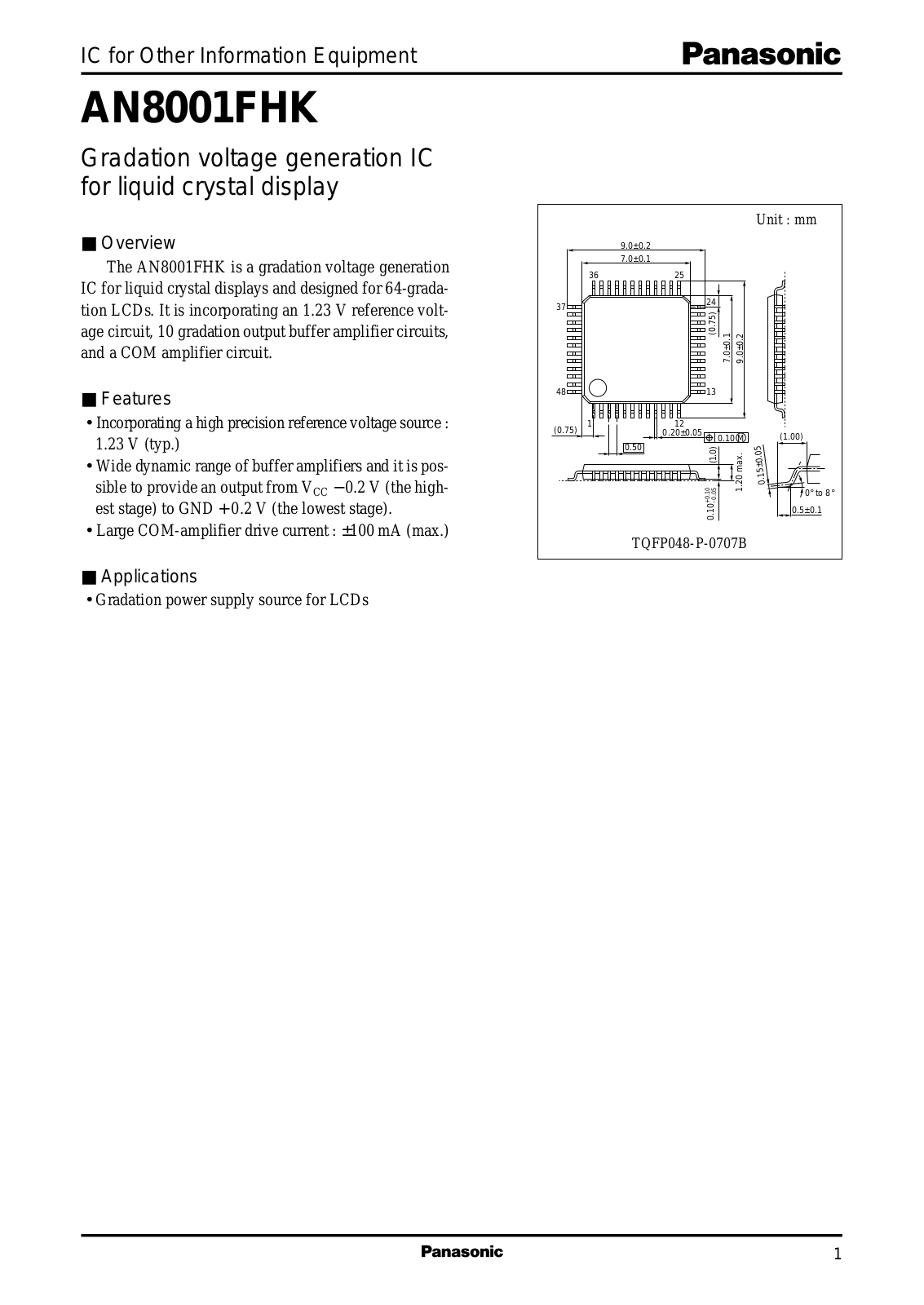 Panasonic AN8001FHK Datasheet