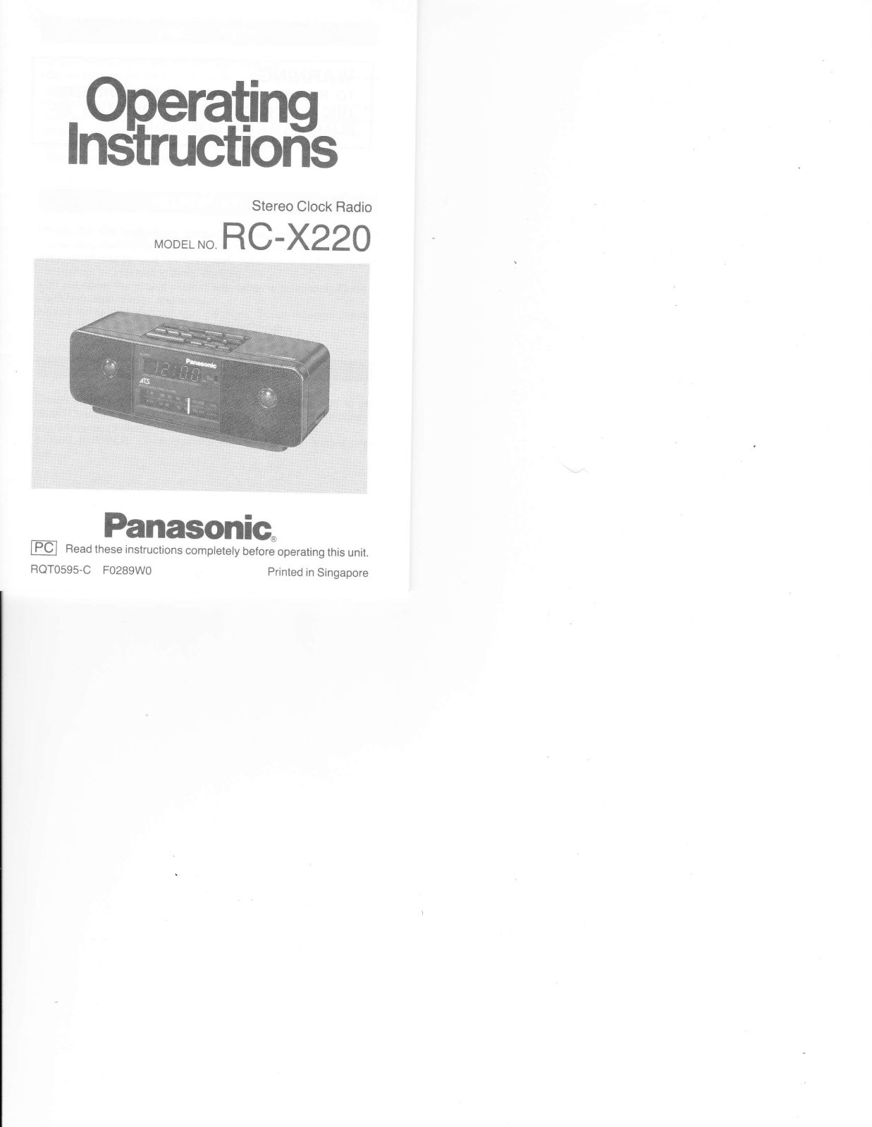 Panasonic RC-X220 User Manual