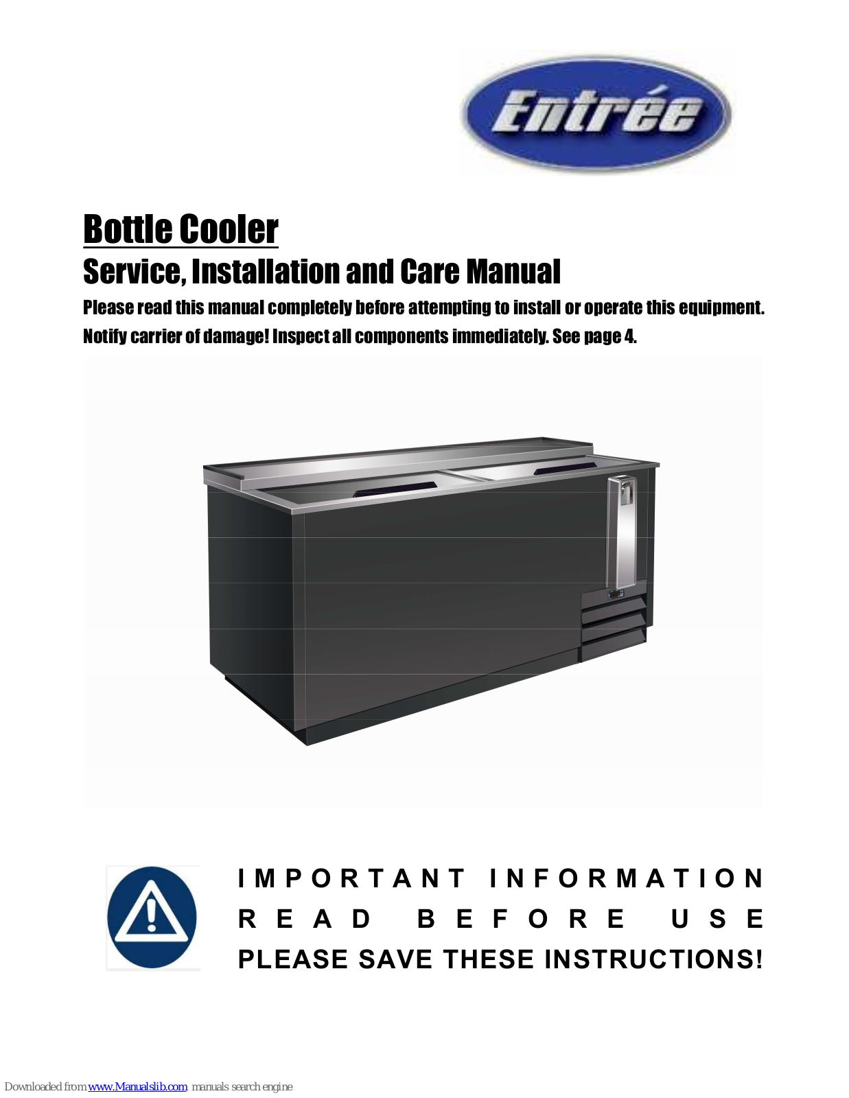 Entree BST-50-Q, BST-65-Q, BST-36-Q, BST-94-Q Service, Installation And Care Manual