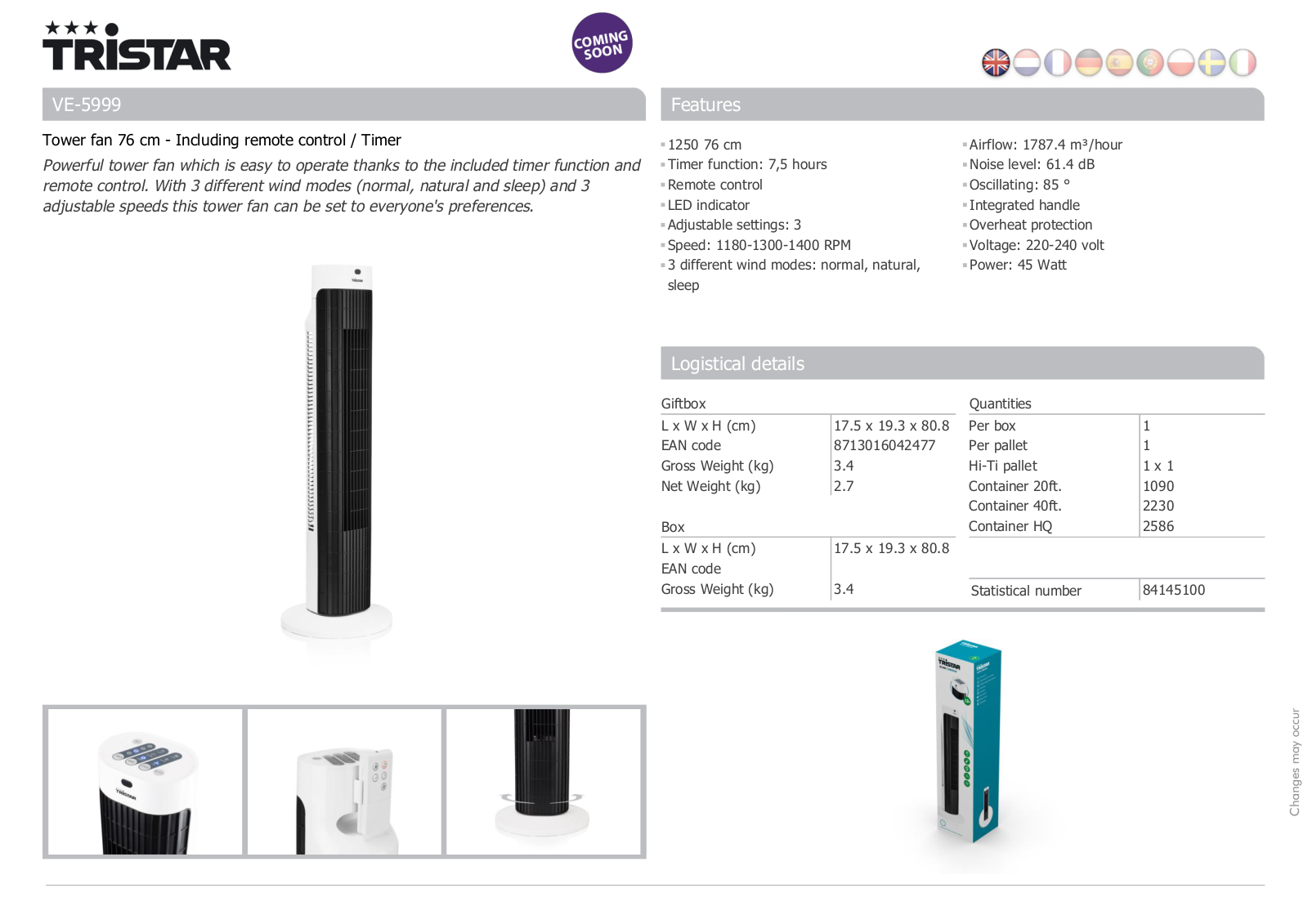 Tristar VE-5999 User Manual