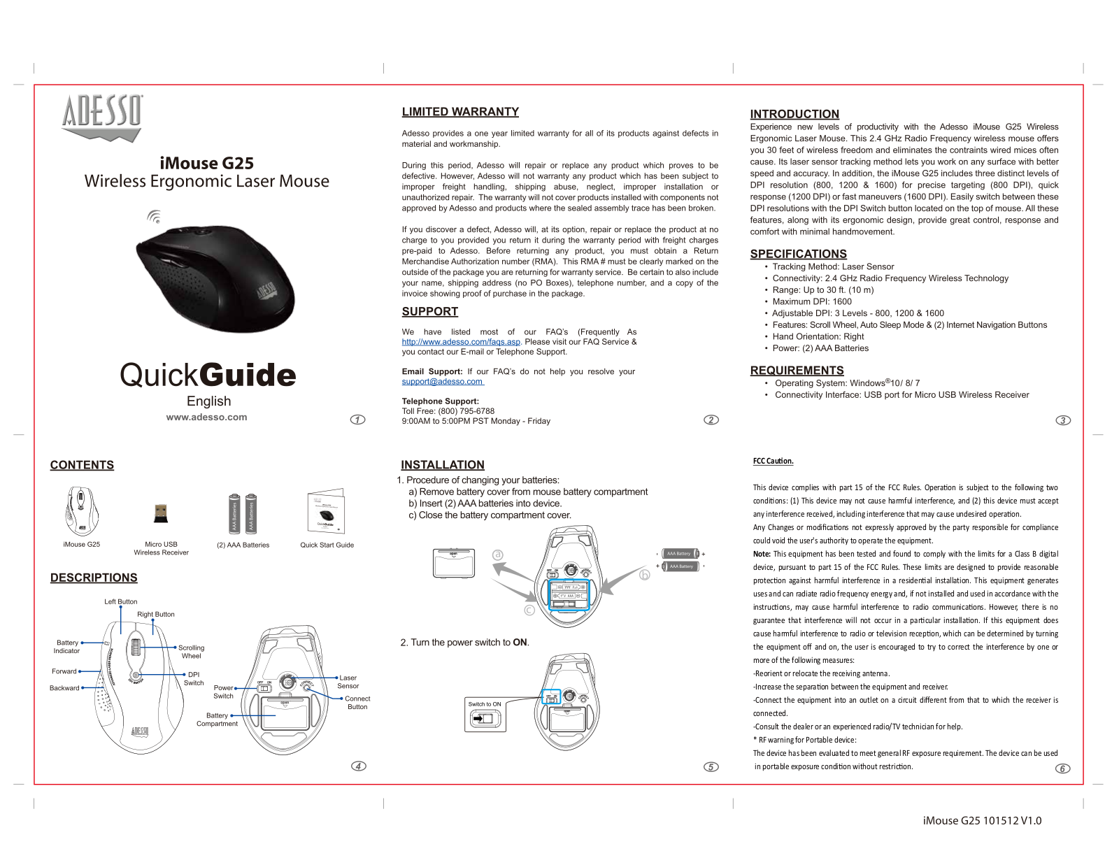 ADESSO G25 User Manual