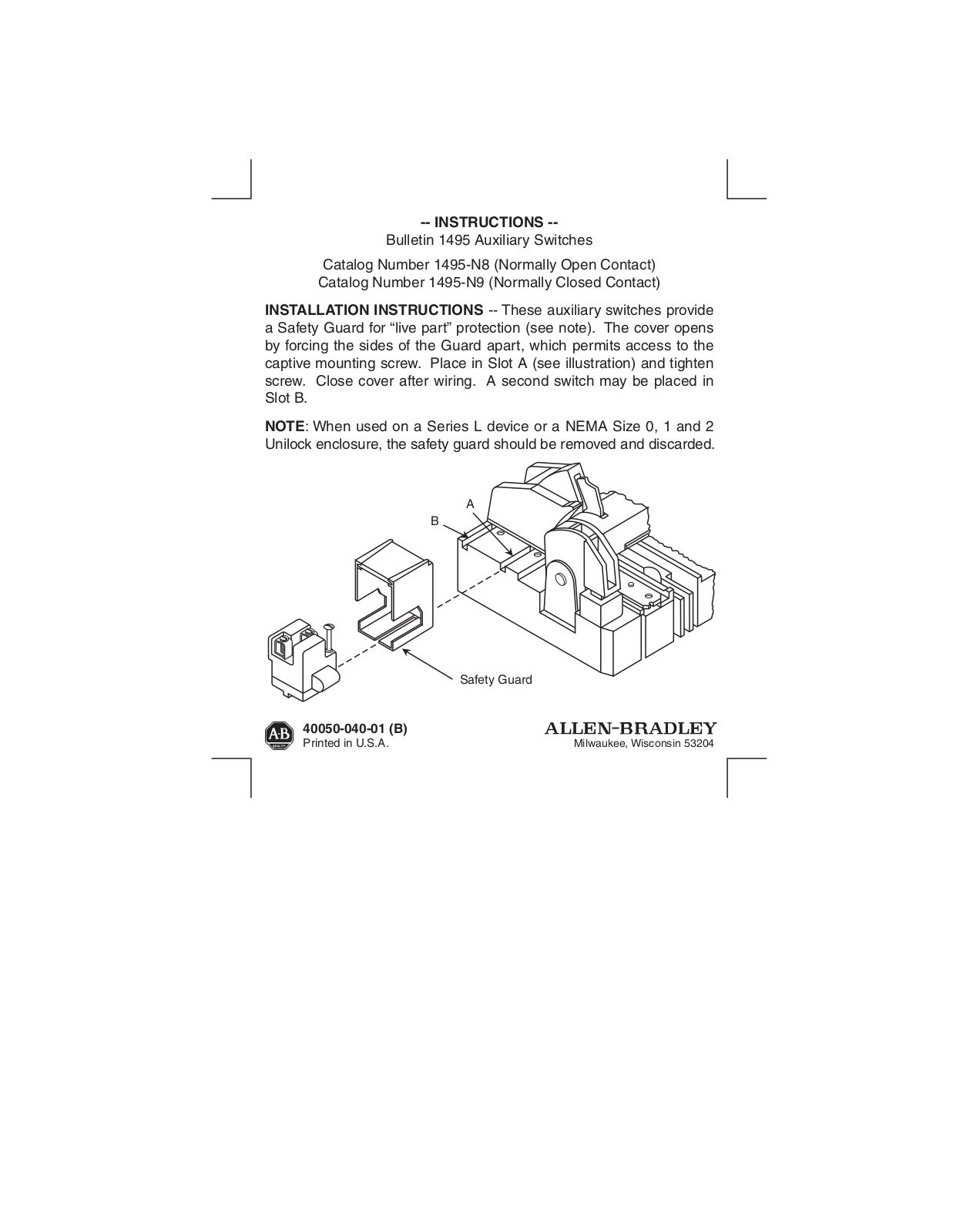 Rockwell Automation 1495-N8 User Manual