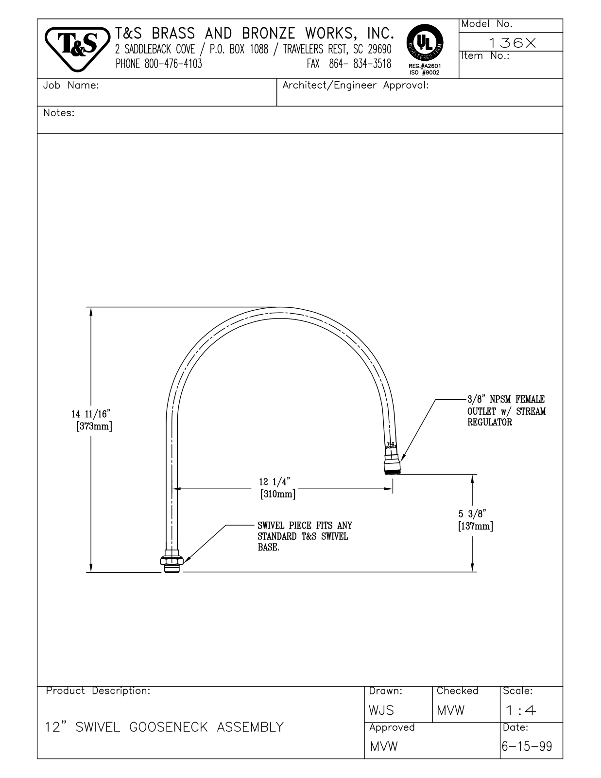 T & S Brass & Bronze Works 136X General Manual