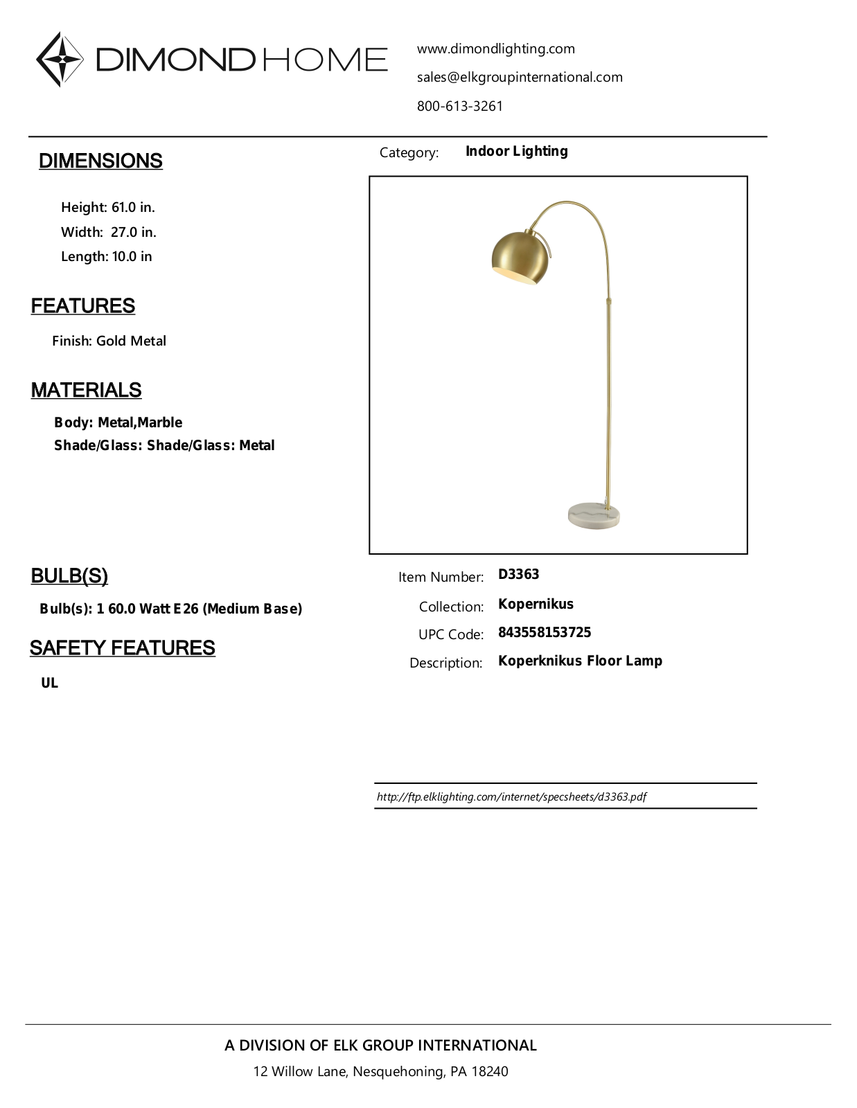 ELK Home D3363 User Manual