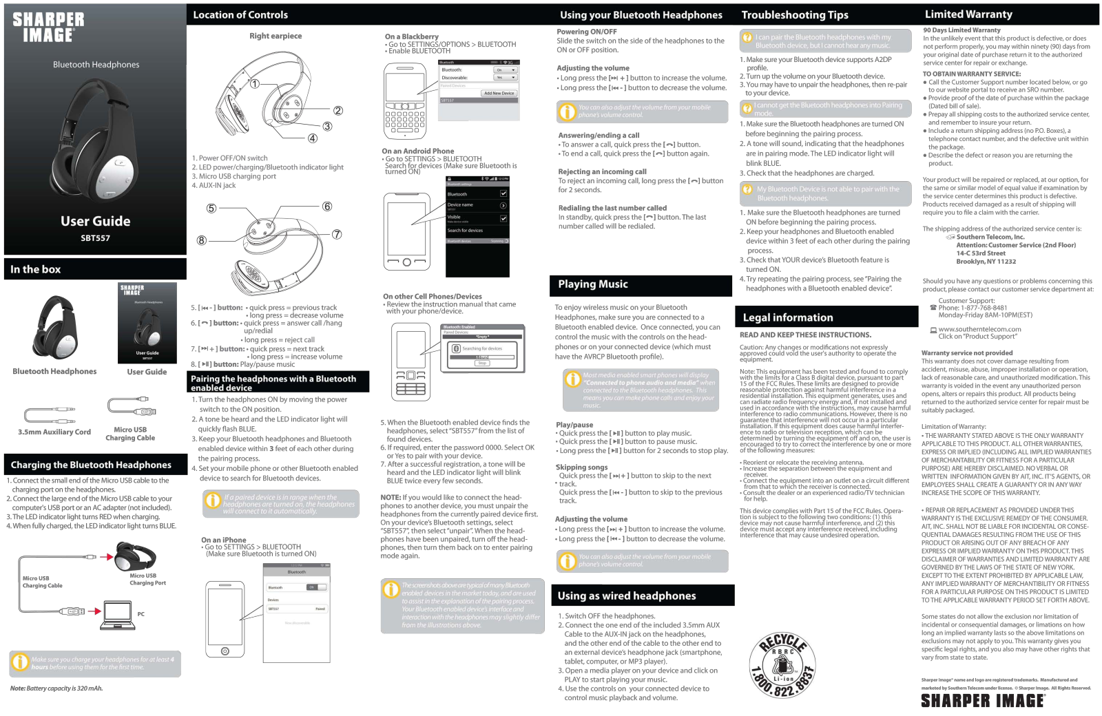 Sharper image SBT557 User Manual