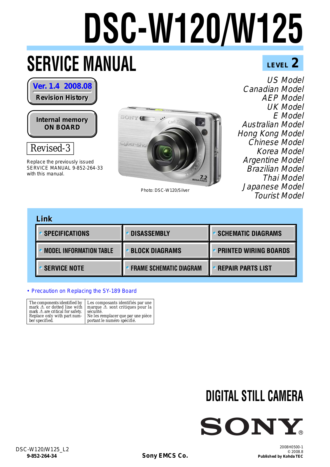 SONY DSC-W120 Service Manual