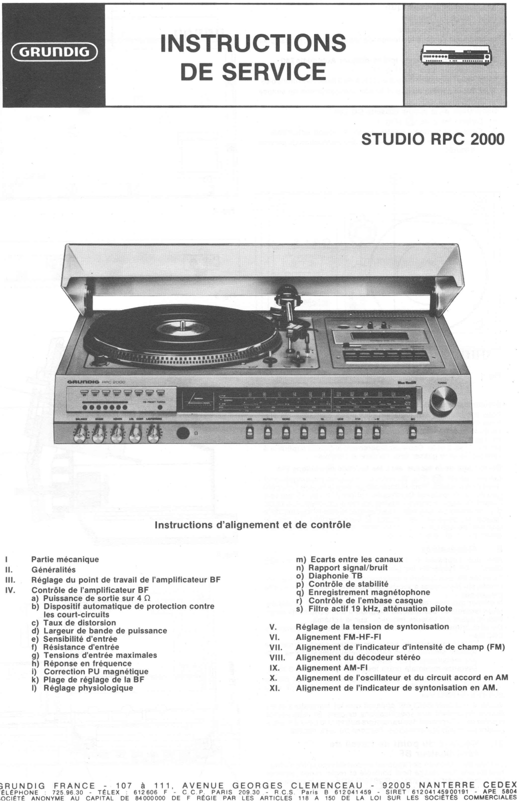 Grundig RPC-2000 Service Manual